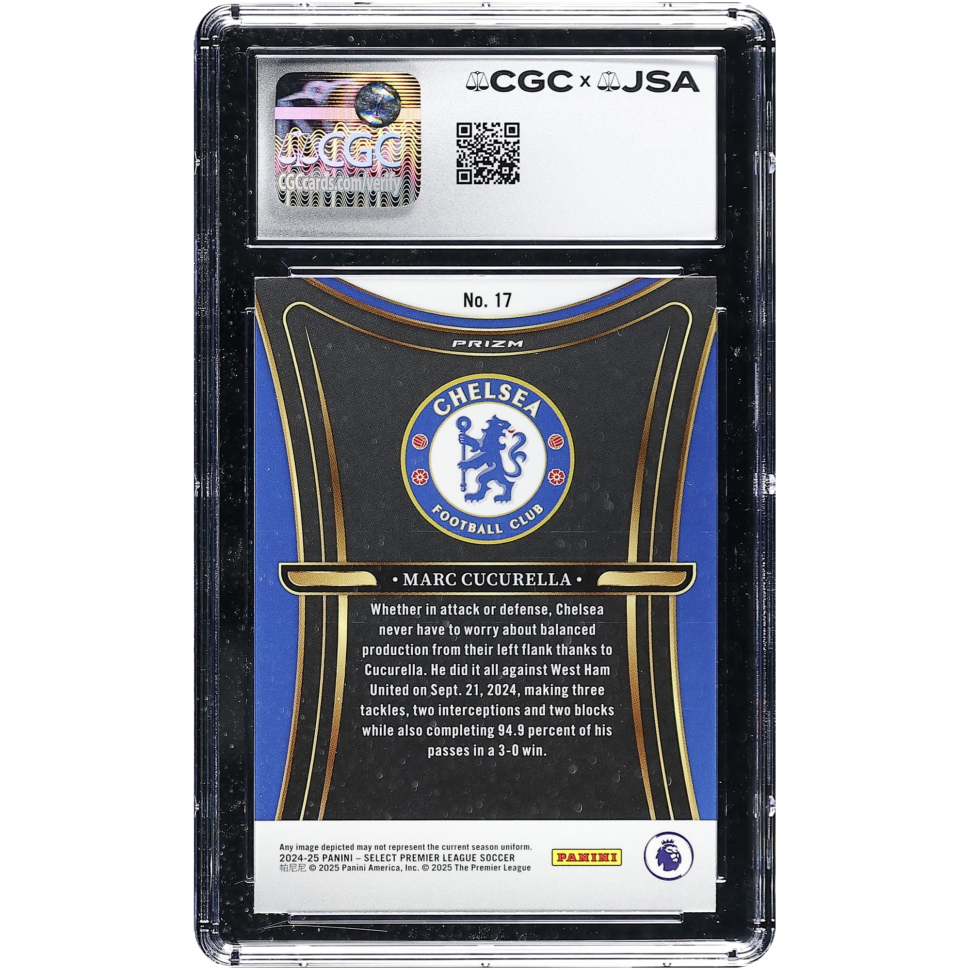Marc Cucurella Chelsea Autographed 2024-25 Panini Select EPL Unstoppable #17 CGC Authenticated Auto 10 Card