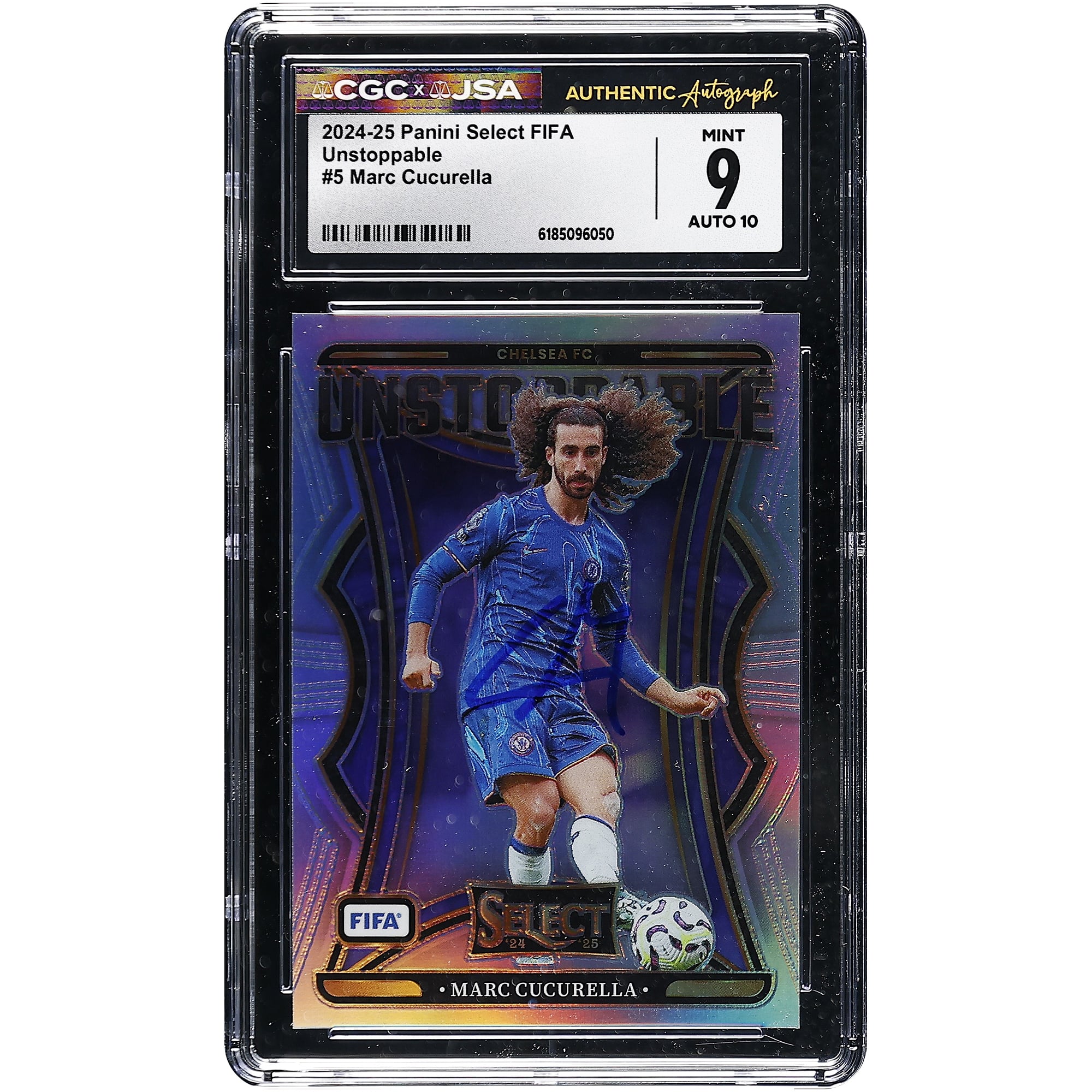 Marc Cucurella Chelsea Autographed 2024-25 Panini Select FIFA Unstoppable #5 CGC Authenticated 9/10 Card