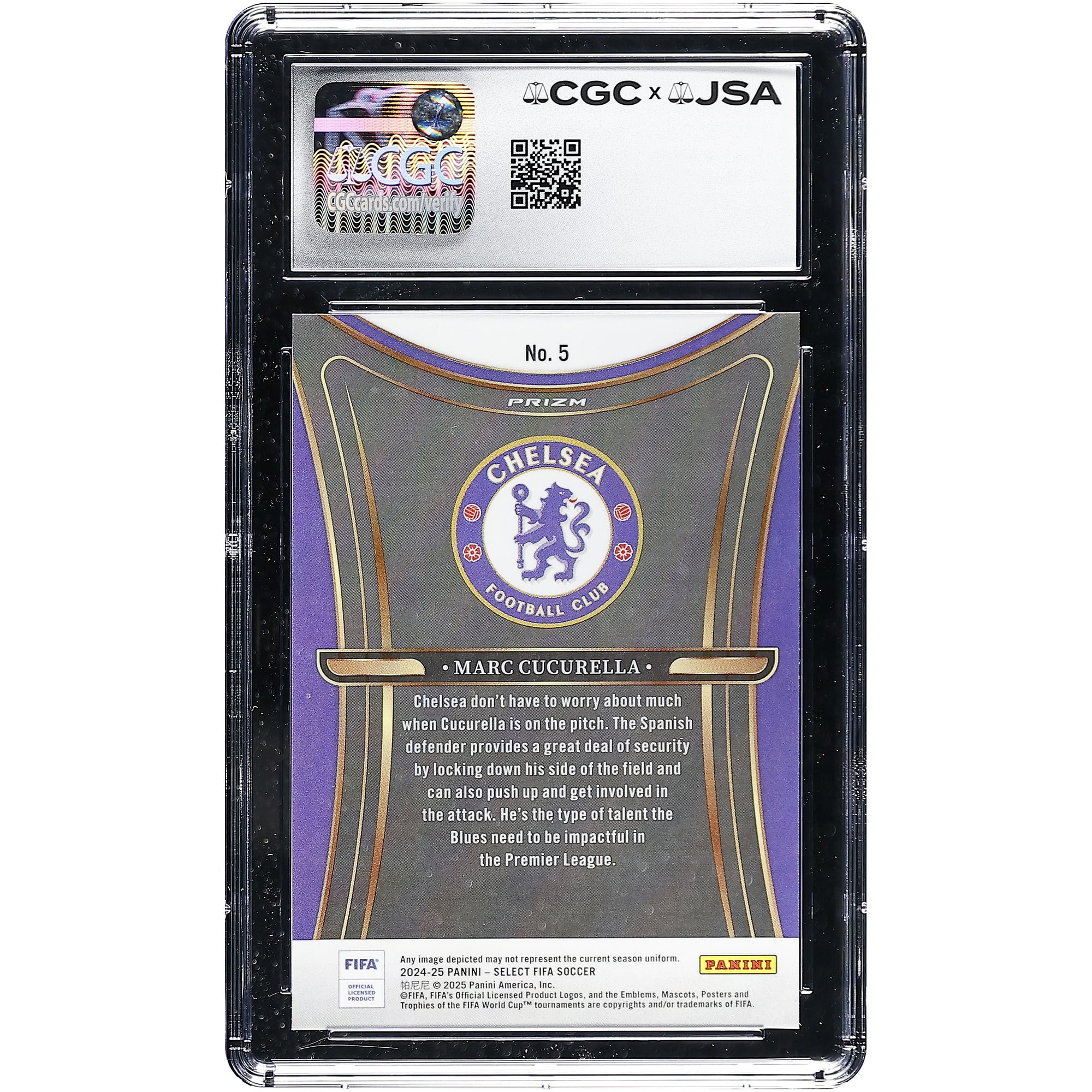Marc Cucurella Chelsea Autographed 2024-25 Panini Select FIFA Unstoppable #5 CGC Authenticated 9/10 Card