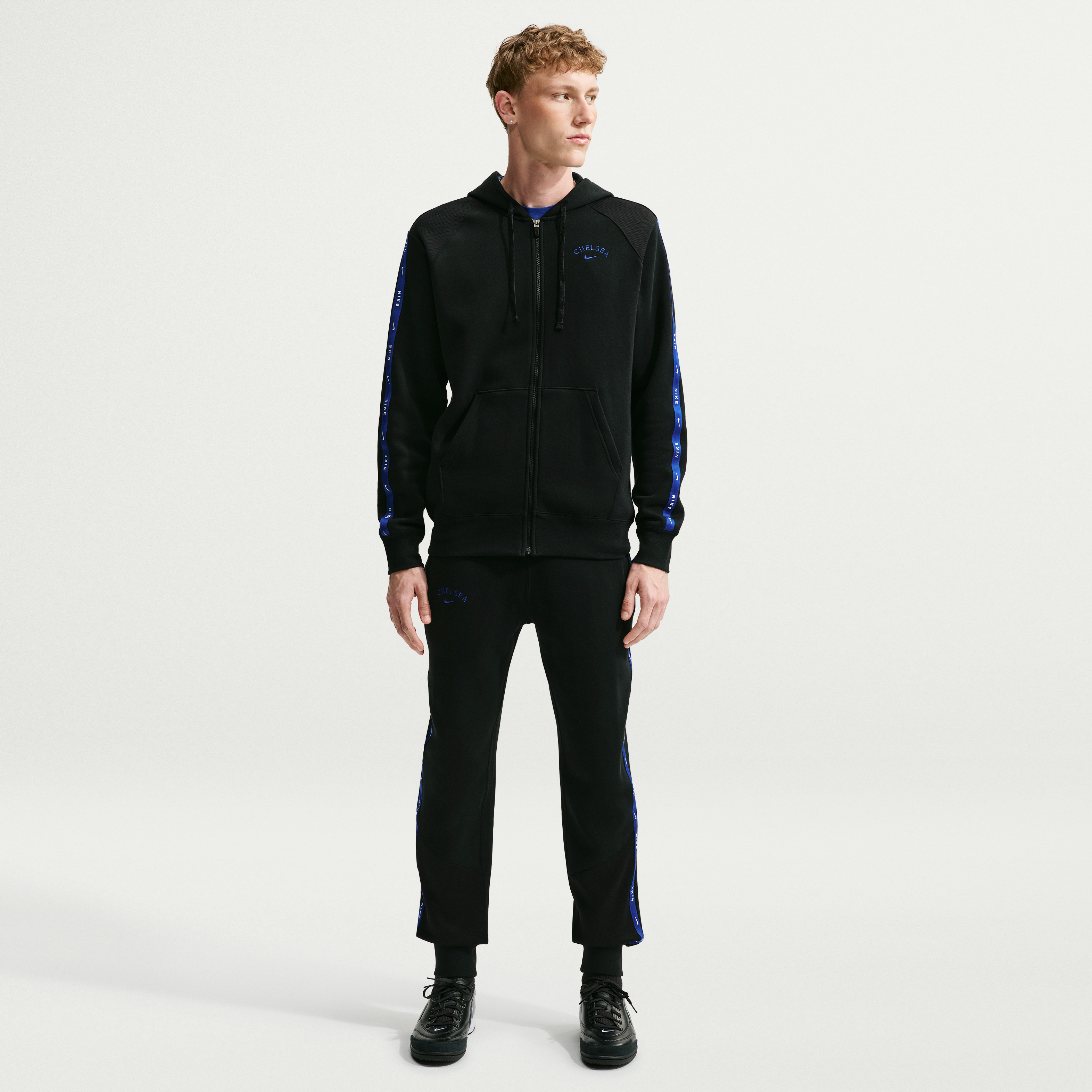 Sweat à capuche zippé raglan Nike Chelsea Club noir pour homme
