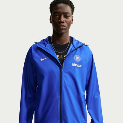 Veste imperméable à capuche raglan Chelsea Nike Storm-FIT - Bleue