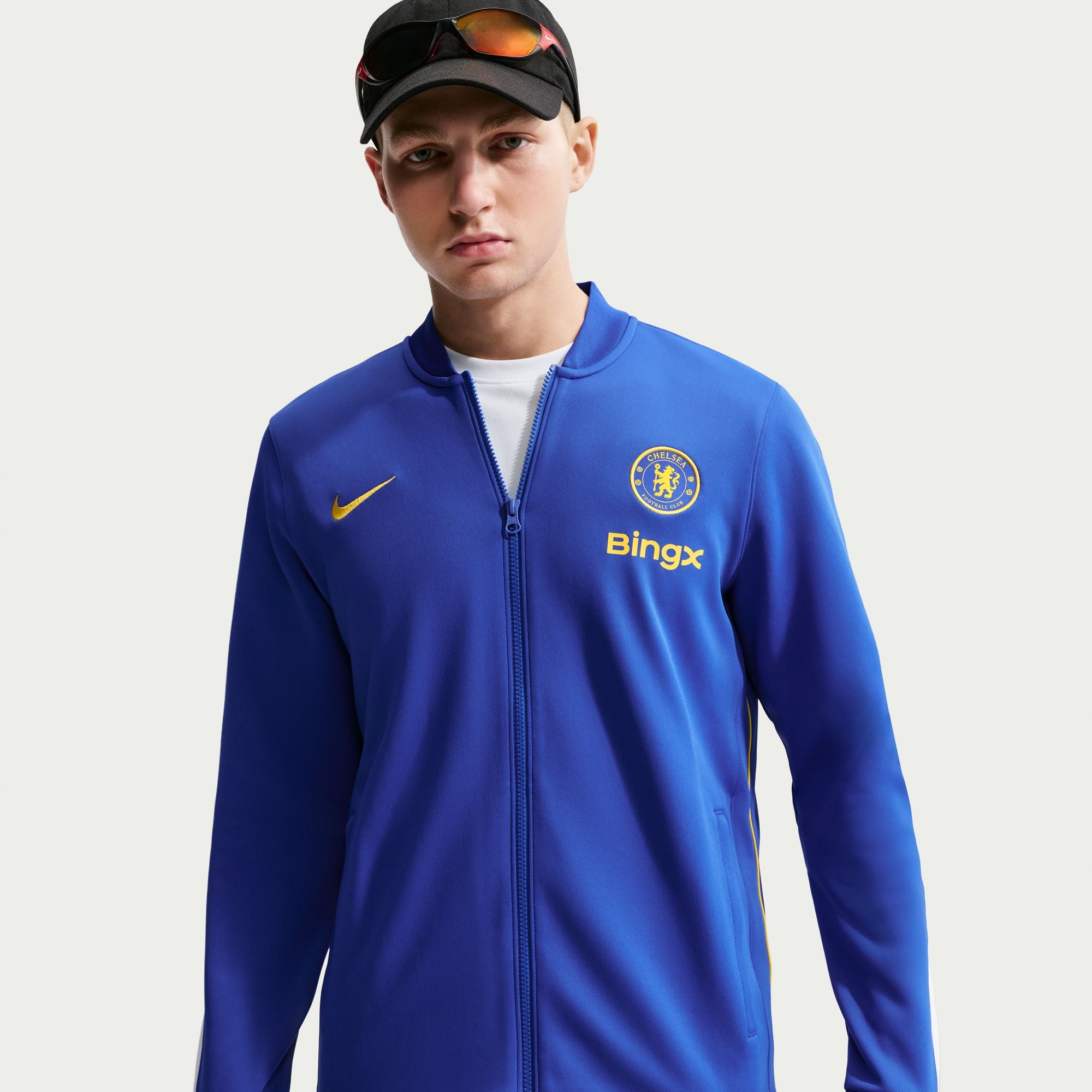 Veste Nike Chelsea Strike bleue pour homme, fermeture éclair intégrale Dri-FIT