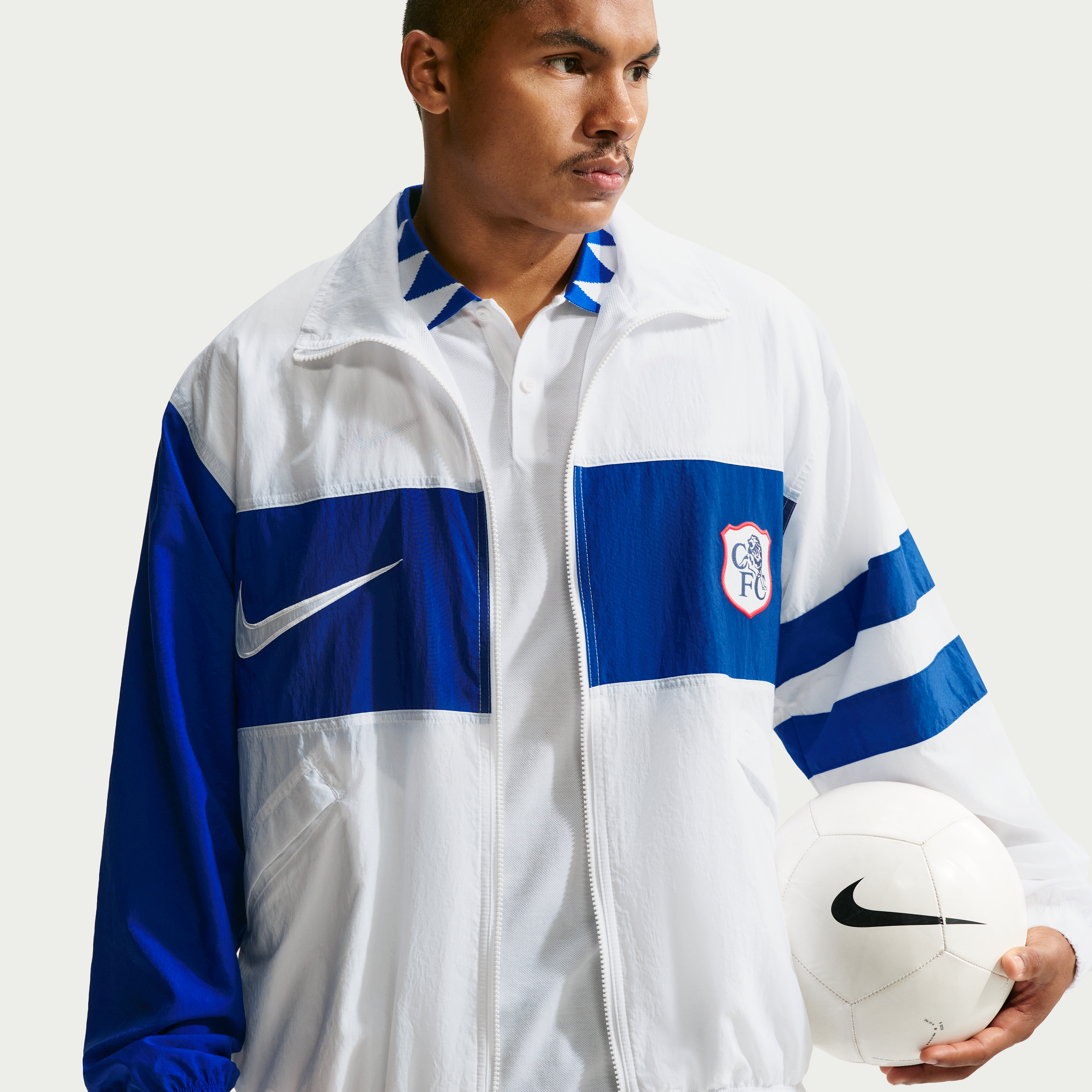 Veste de survêtement zippée Nike Chelsea Third i96 blanche et bleue pour homme
