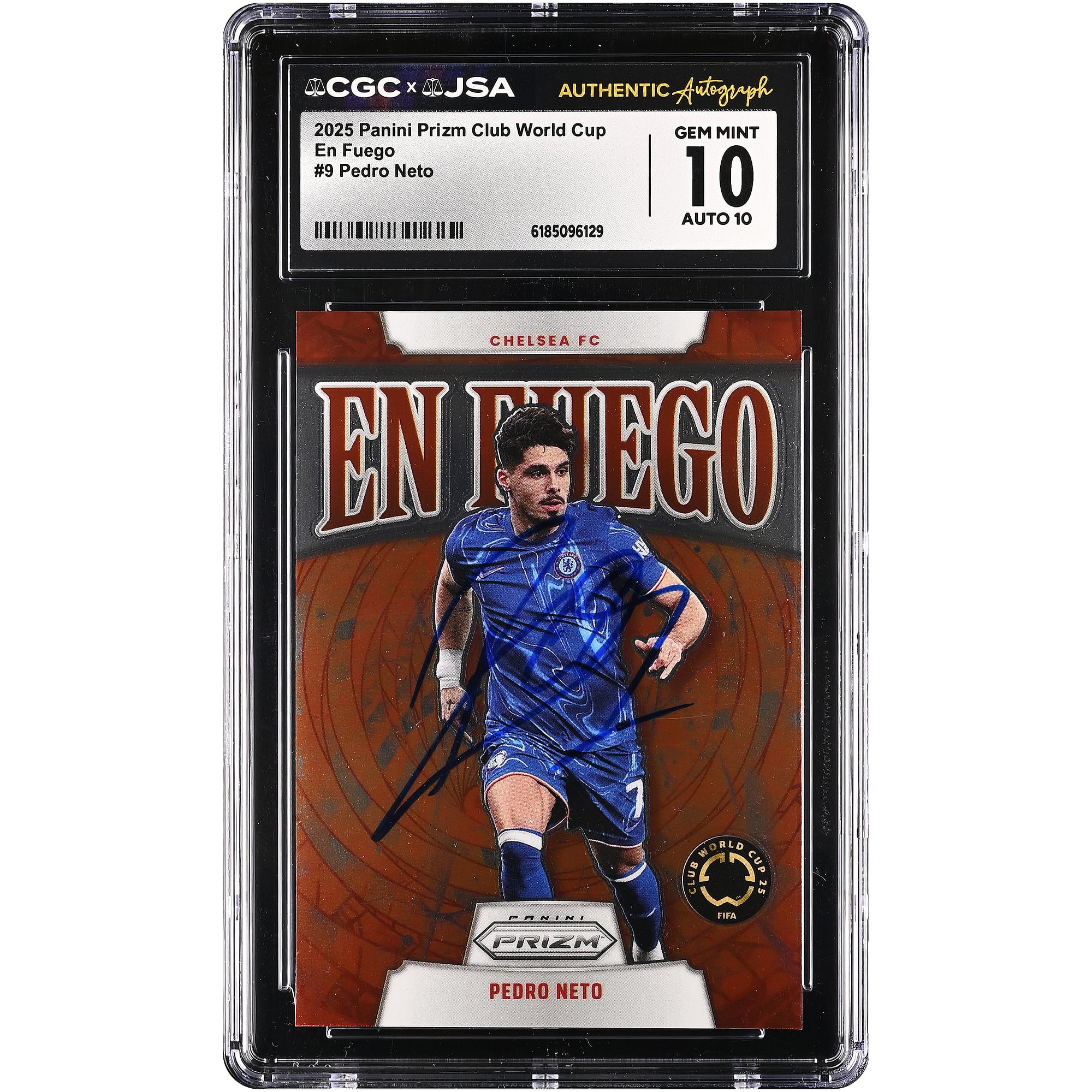 Pedro Neto Chelsea Autographed 2025 Panini Prizm Club World Cup En Fuego #9 CGC Authenticated 10/10 Card