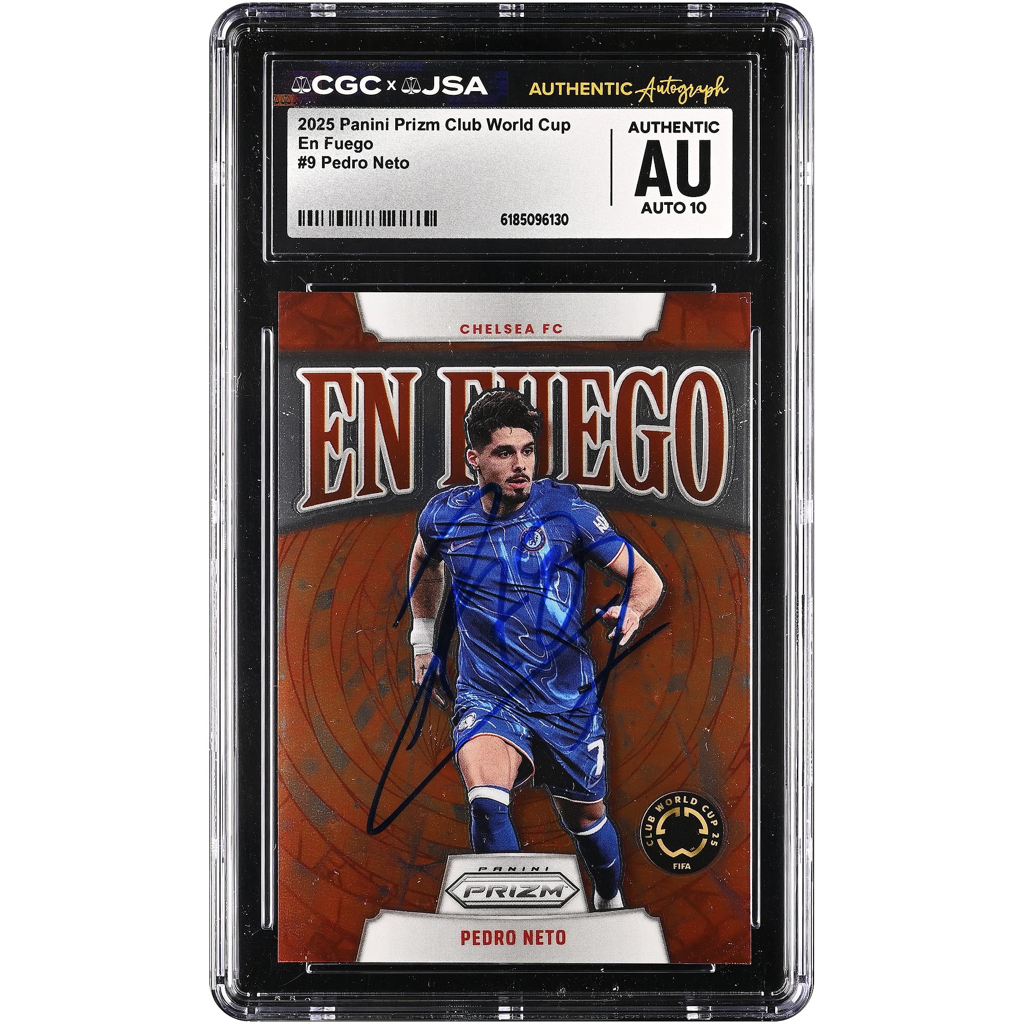Pedro Neto Chelsea Autographed 2025 Panini Prizm Club World Cup En Fuego #9 CGC Authenticated Auto 10 Card