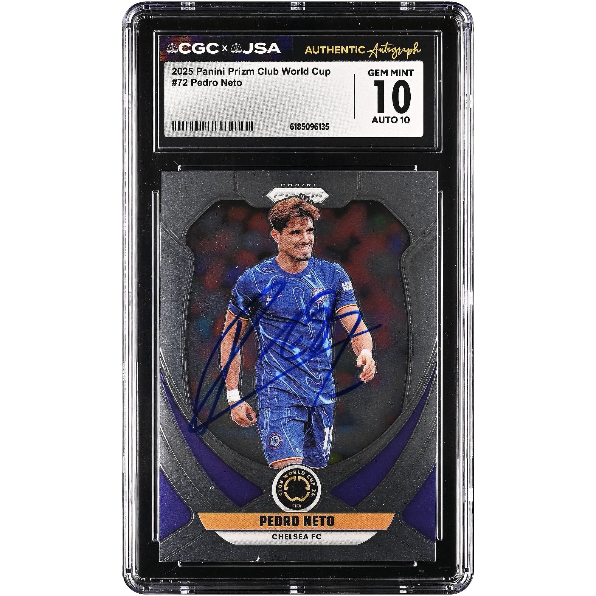 Pedro Neto Chelsea Autographed 2025 Panini Prizm Club World Cup #72 CGC Authenticated / Card