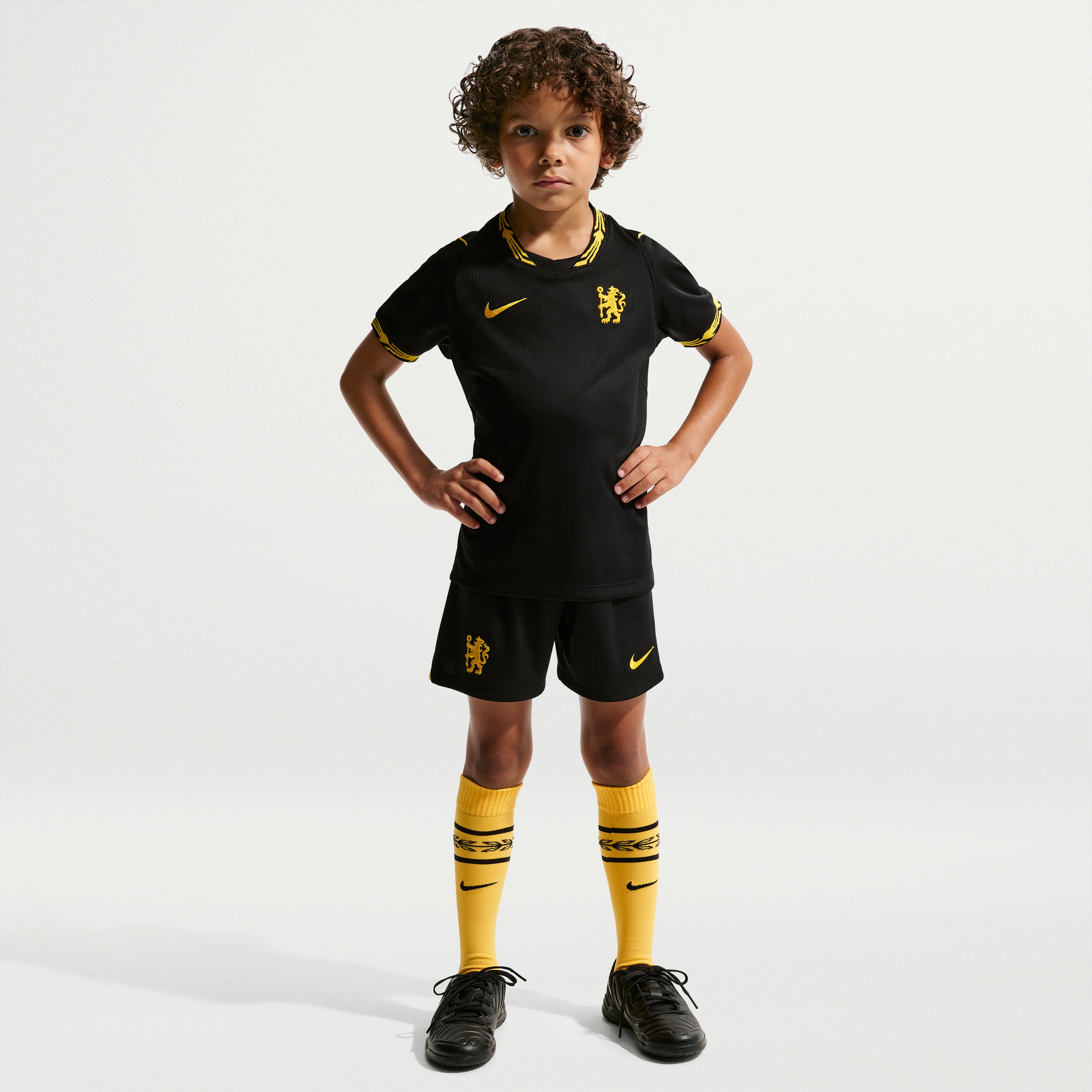Ensemble réplique du maillot extérieur Nike Chelsea noir pour enfants d'âge préscolaire (saison 2026/27).