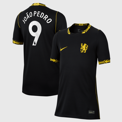 Maillot réplique extérieur noir de João Pedro (Chelsea) pour enfant, saison 2026/27, Nike.