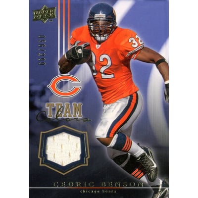 2008 Upper Deck Team Colors Jerseys Gold #TCCB Cedric Benson