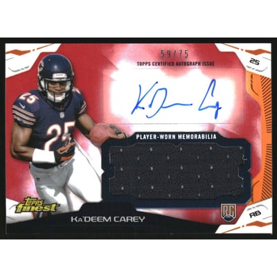 2014 Finest Jumbo Jersey Autographs Red Refractors #AJRKC Ka'Deem Carey