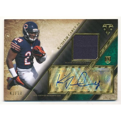 2014 Topps Triple Threads Rookie Autograph Relics Emerald #TTRAR42 Ka'Deem Carey