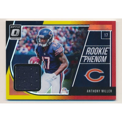2018 Donruss Optic Rookie Phenoms Jerseys Horizontal Red and Yellow #15 Anthony Miller