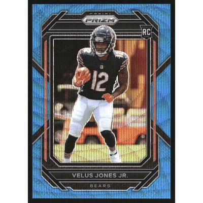 2022 Panini Prizm Prizms Blue Wave #332 Velus Jones Jr.