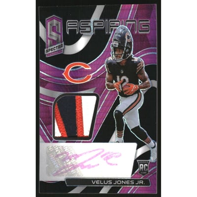 2022 Panini Spectra Aspiring Patch Autographs Neon Pink #18 Velus Jones Jr.
