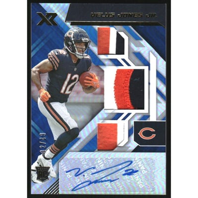 2022 Panini XR Blue #230 Velus Jones Jr. JSY AU/49