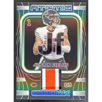 2023 Obsidian Atomic Materials Electric Etch Green #AMA-JFI Justin Fields /25