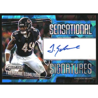 2025 Panini Prizm Sensational Signatures Prizms Blue Ice #48 Tremaine Edmunds