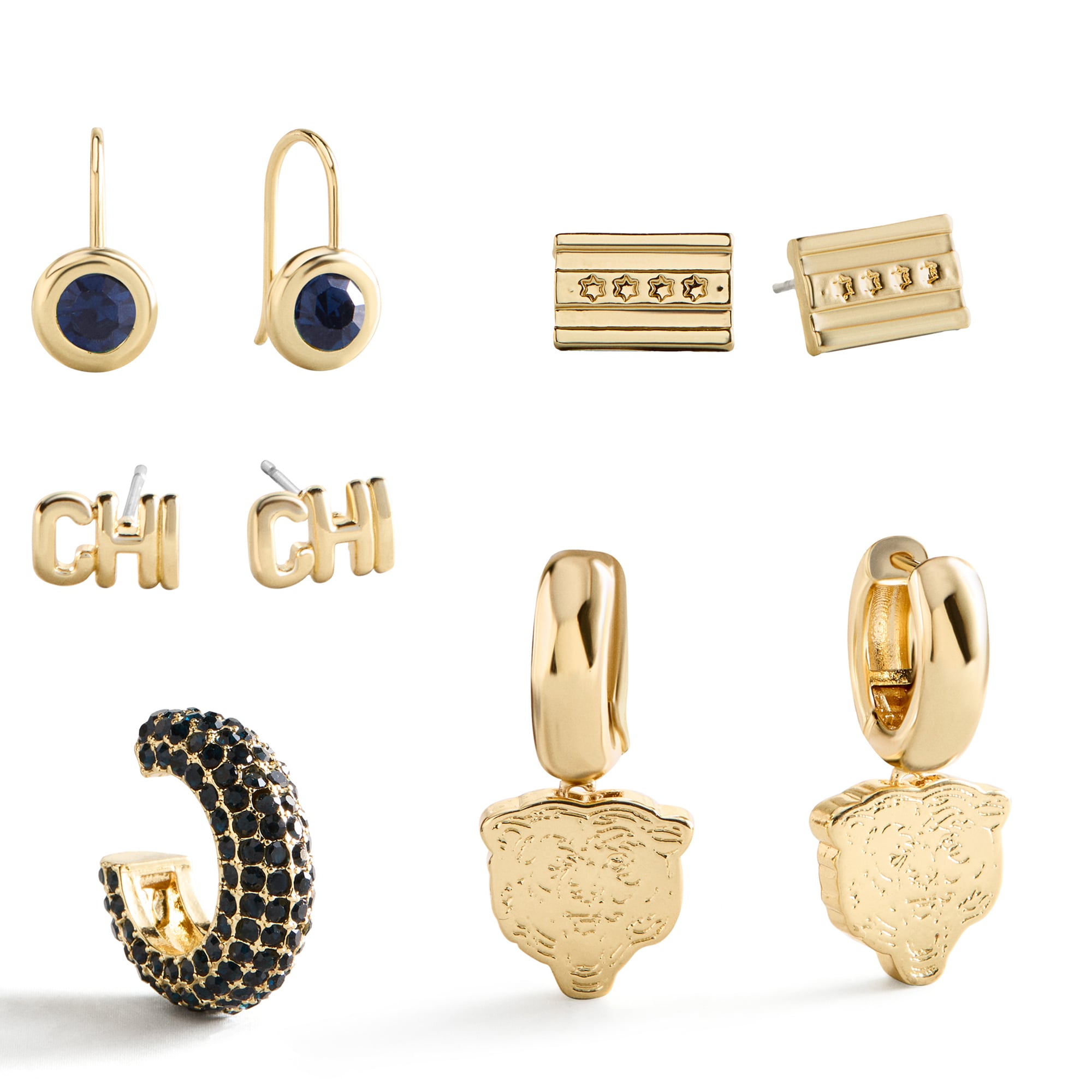 BaubleBar Chicago Bears Mixed Earring Set