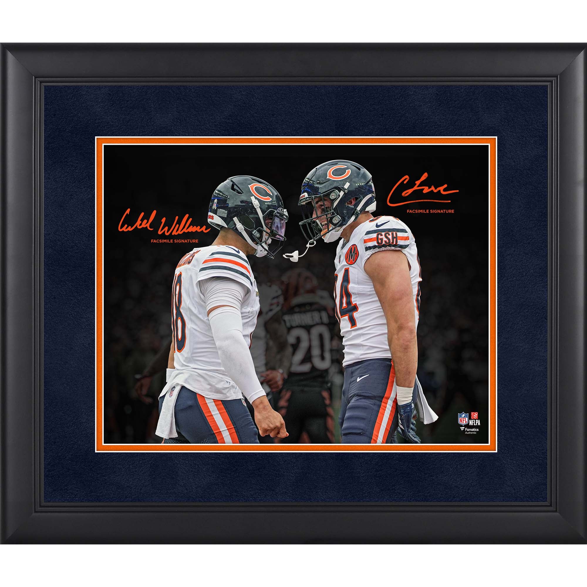 Photo encadrée 11 x 14 pouces de Caleb Williams et Colston Loveland, joueurs des Chicago Bears, avec leur signature fac-similé.