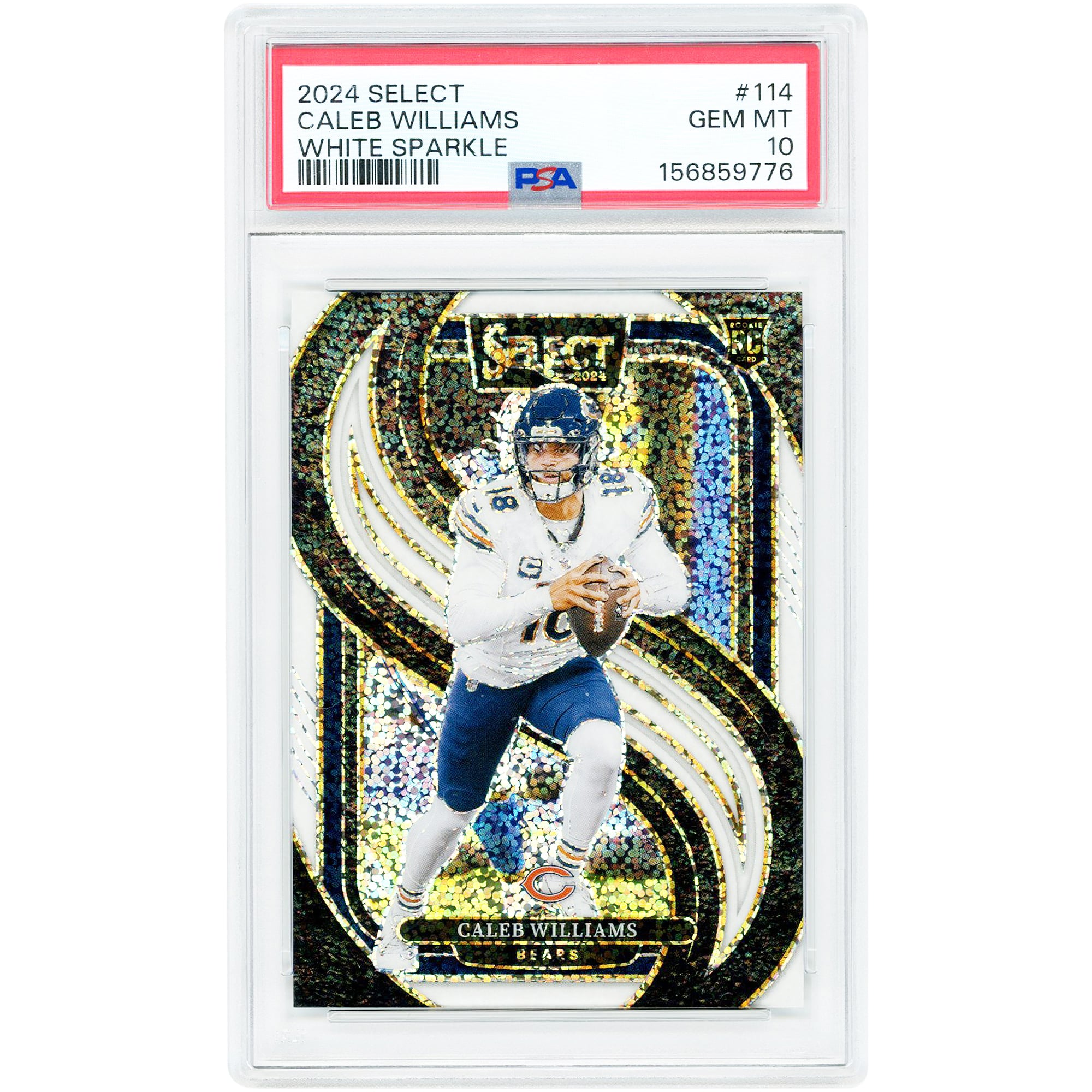 Caleb Williams Chicago Bears 2024 Panini Select White Sparkle #114 PSA Authenticated 10 Rookie Card