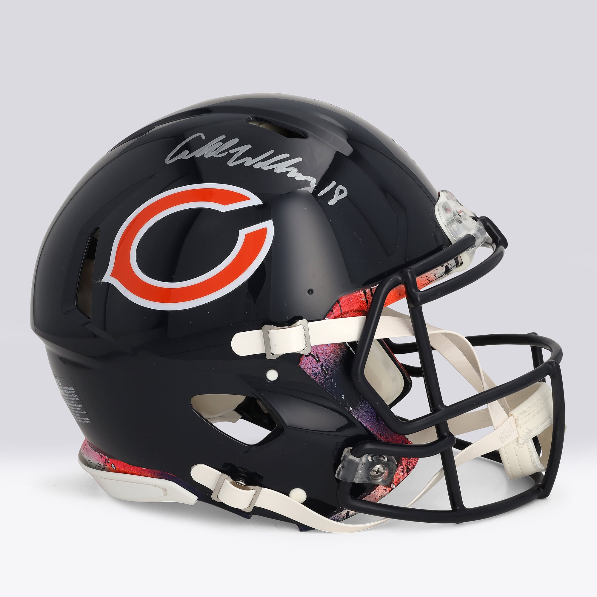 Casque Riddell Speed ​​Authentic autographié par Caleb Williams (Chicago Bears) - Illustration de Shawn Voelker - NF70444434