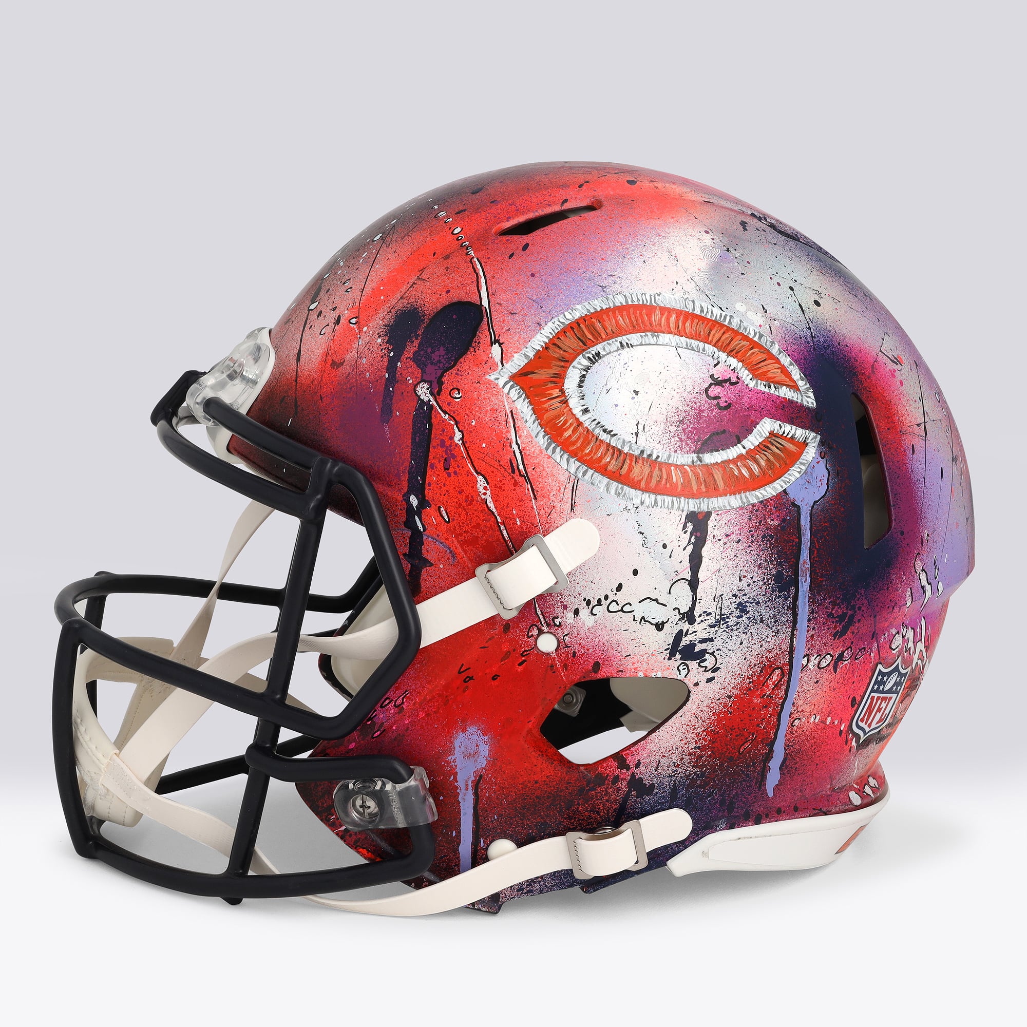Casque Riddell Speed ​​Authentic autographié par Caleb Williams (Chicago Bears) - Illustration de Shawn Voelker - NF70444434