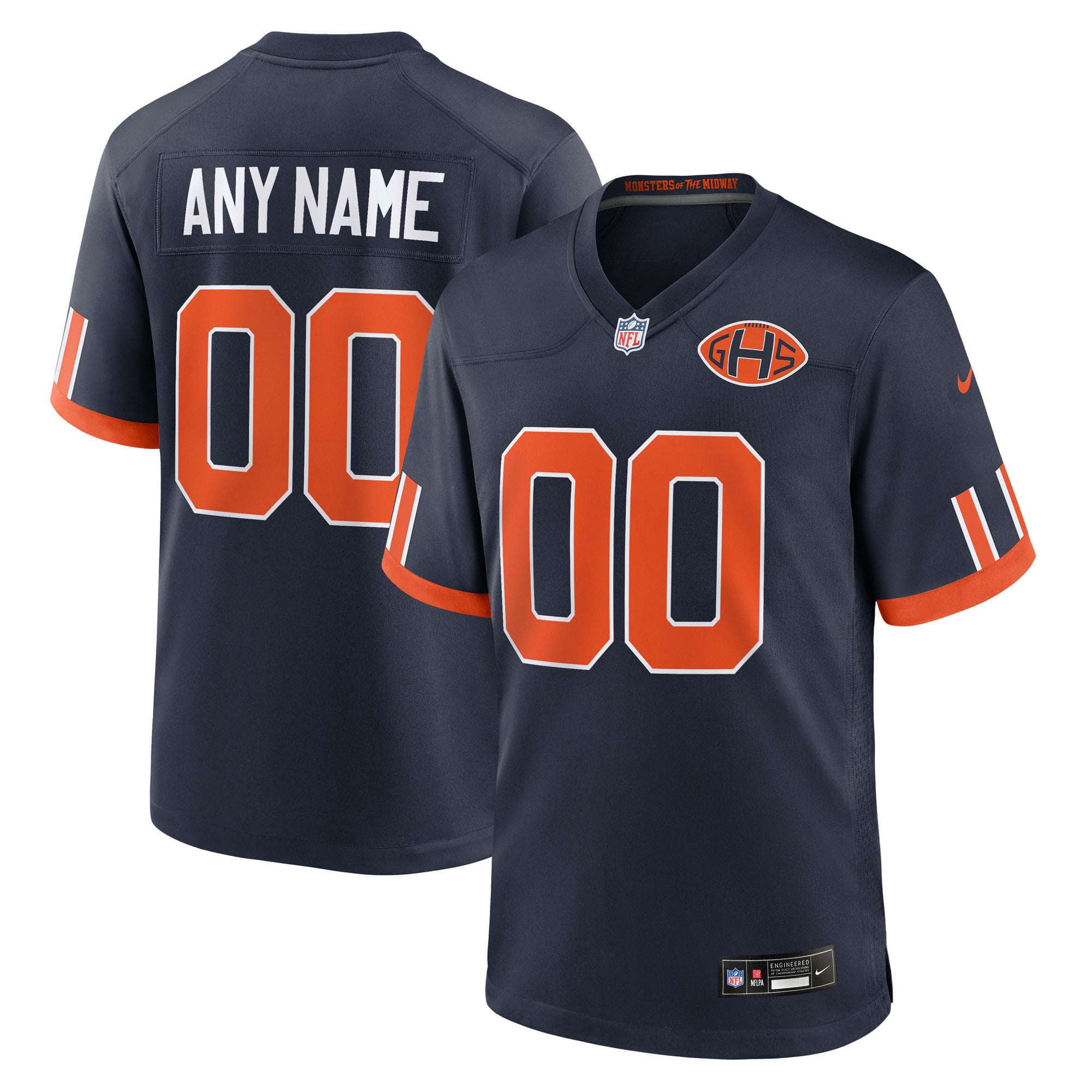 Chicago Bears Nike Rivalries Game Jersey - Navy - Custom - Mens