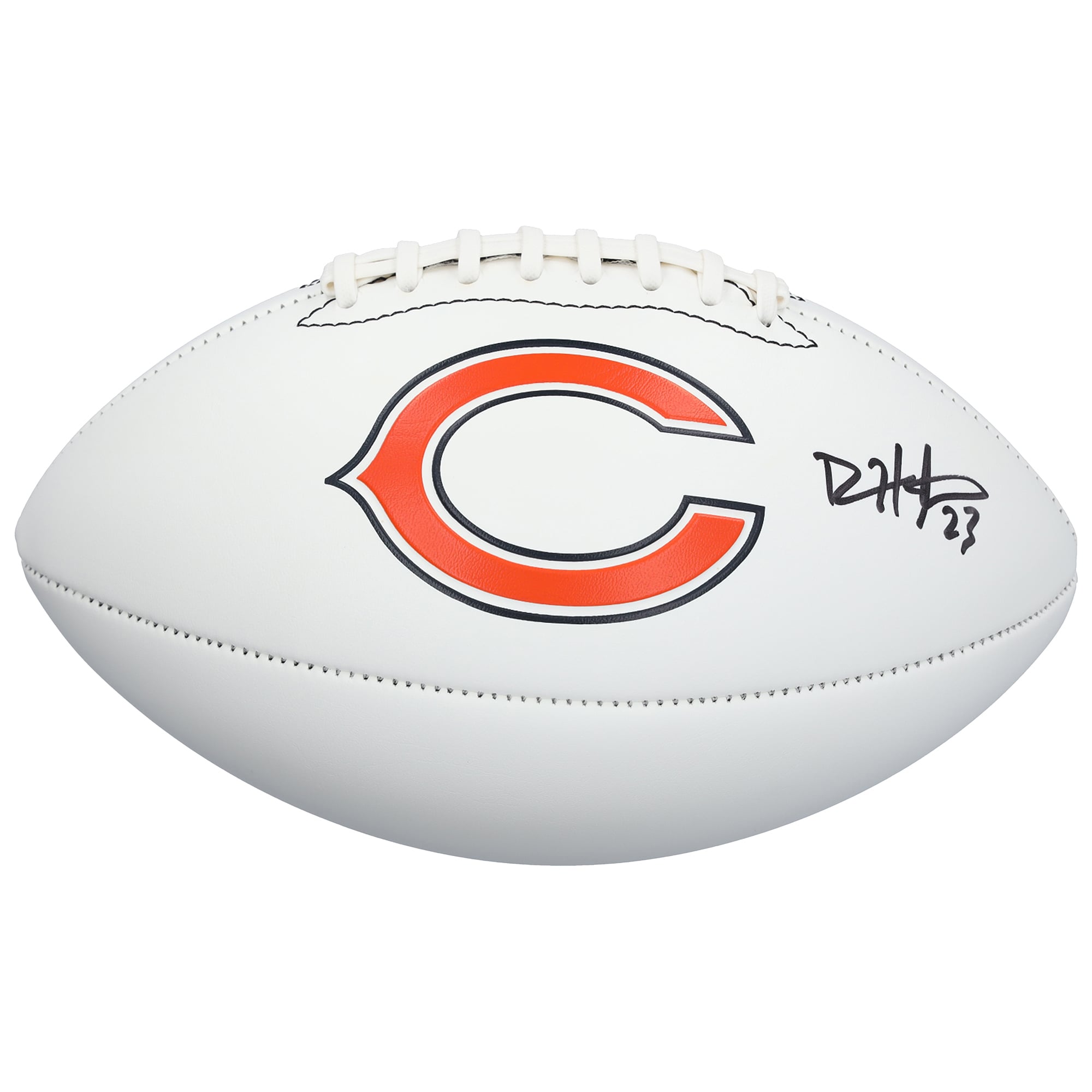 Ballon de football américain Franklin White Panel autographié par Devin Hester des Chicago Bears