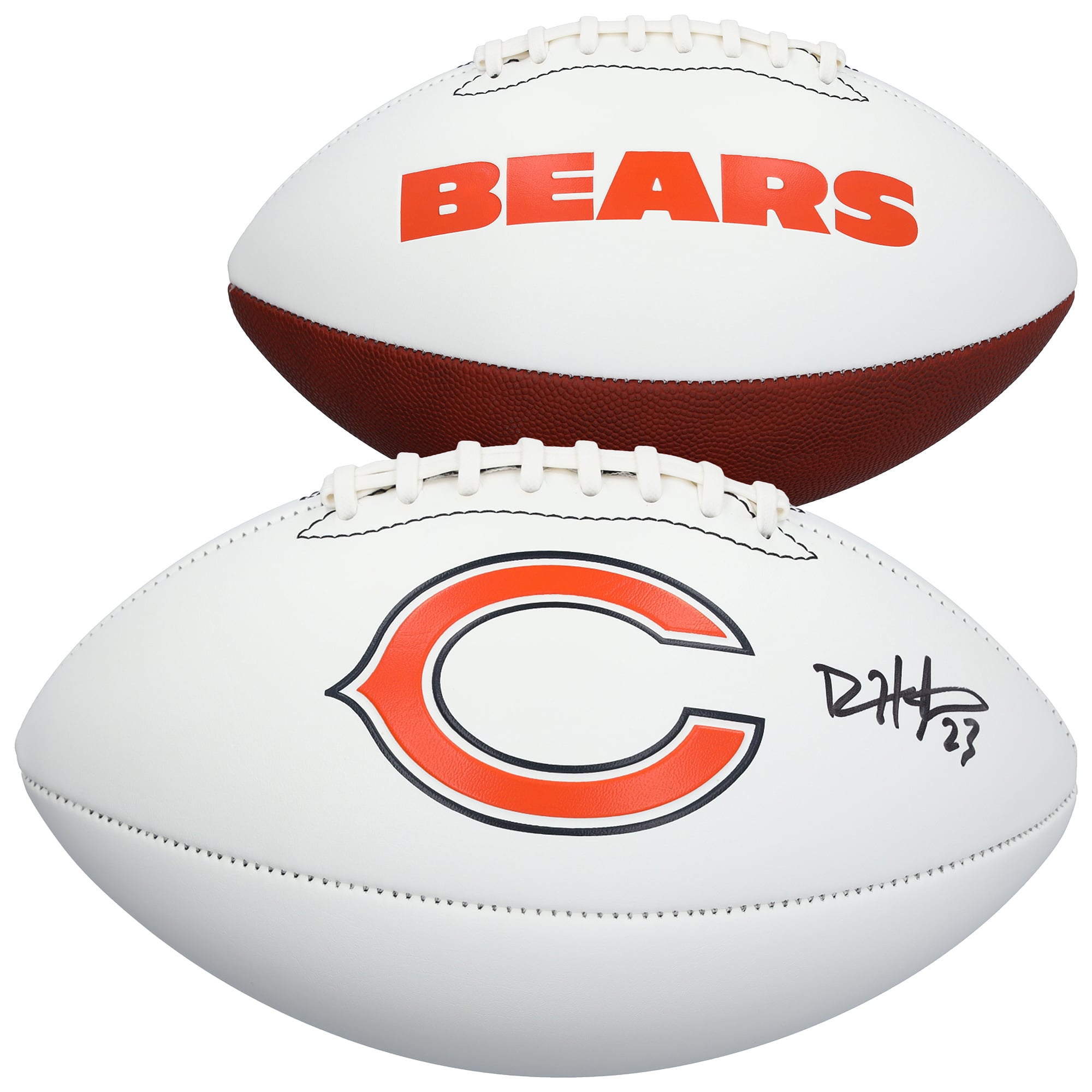 Ballon de football américain Franklin White Panel autographié par Devin Hester des Chicago Bears