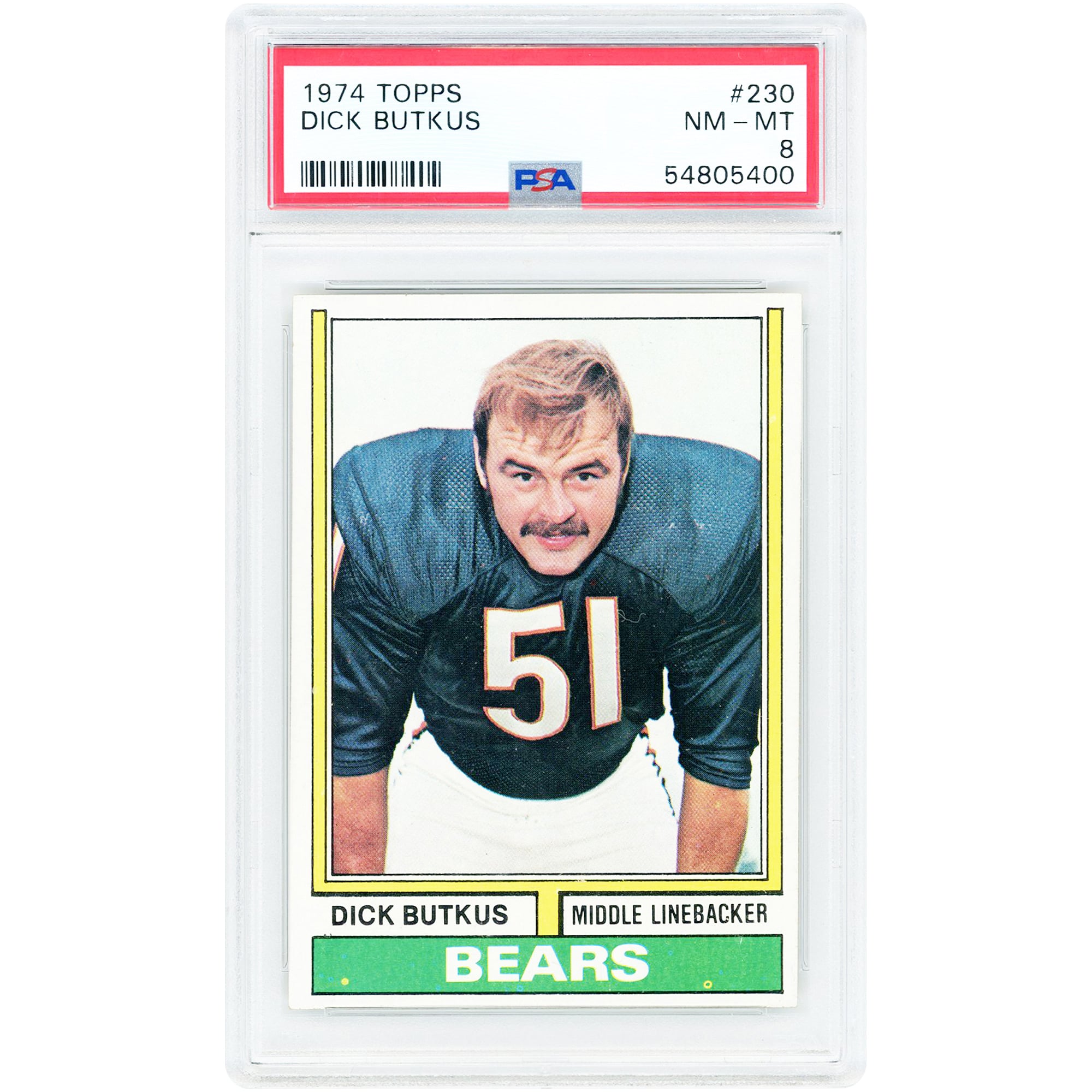 Dick Butkus Chicago Bears 1974 Topps #230 PSA Authenticated 8 Card
