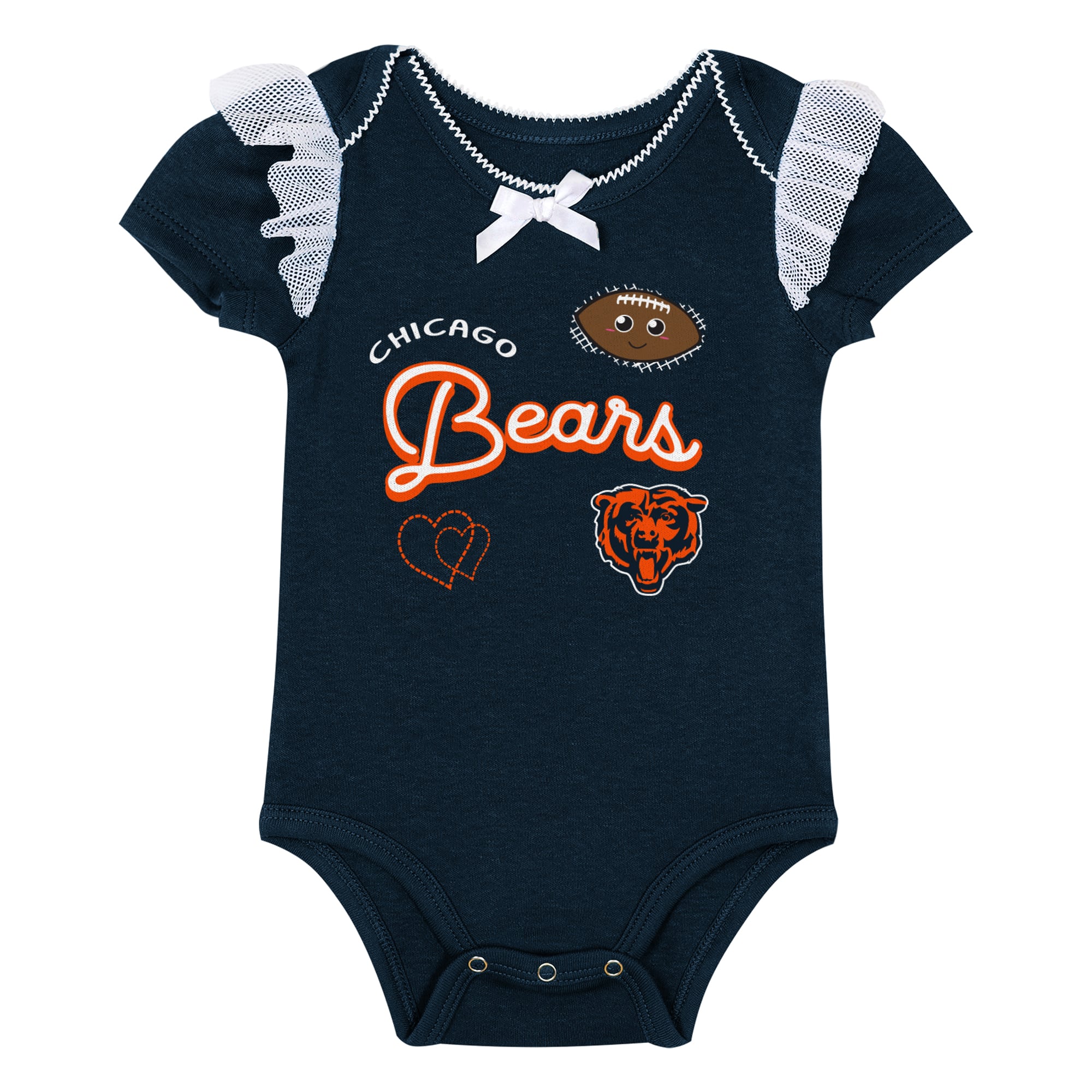 Ensemble body et jupe imprimé cœurs fondus Chicago Bears bleu marine pour bébé fille Outerstuff
