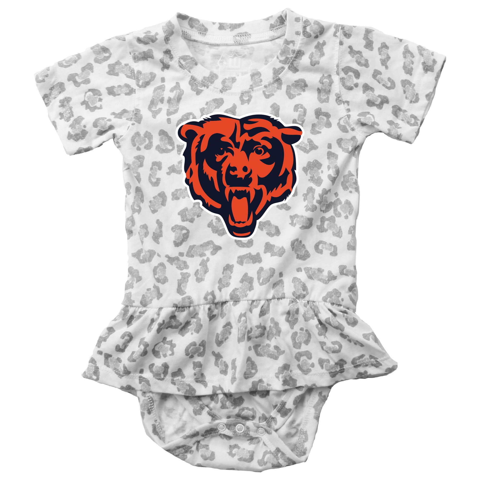 barboteuse à volants imprimé léopard Wes & Willy White Chicago Bears pour bébé fille