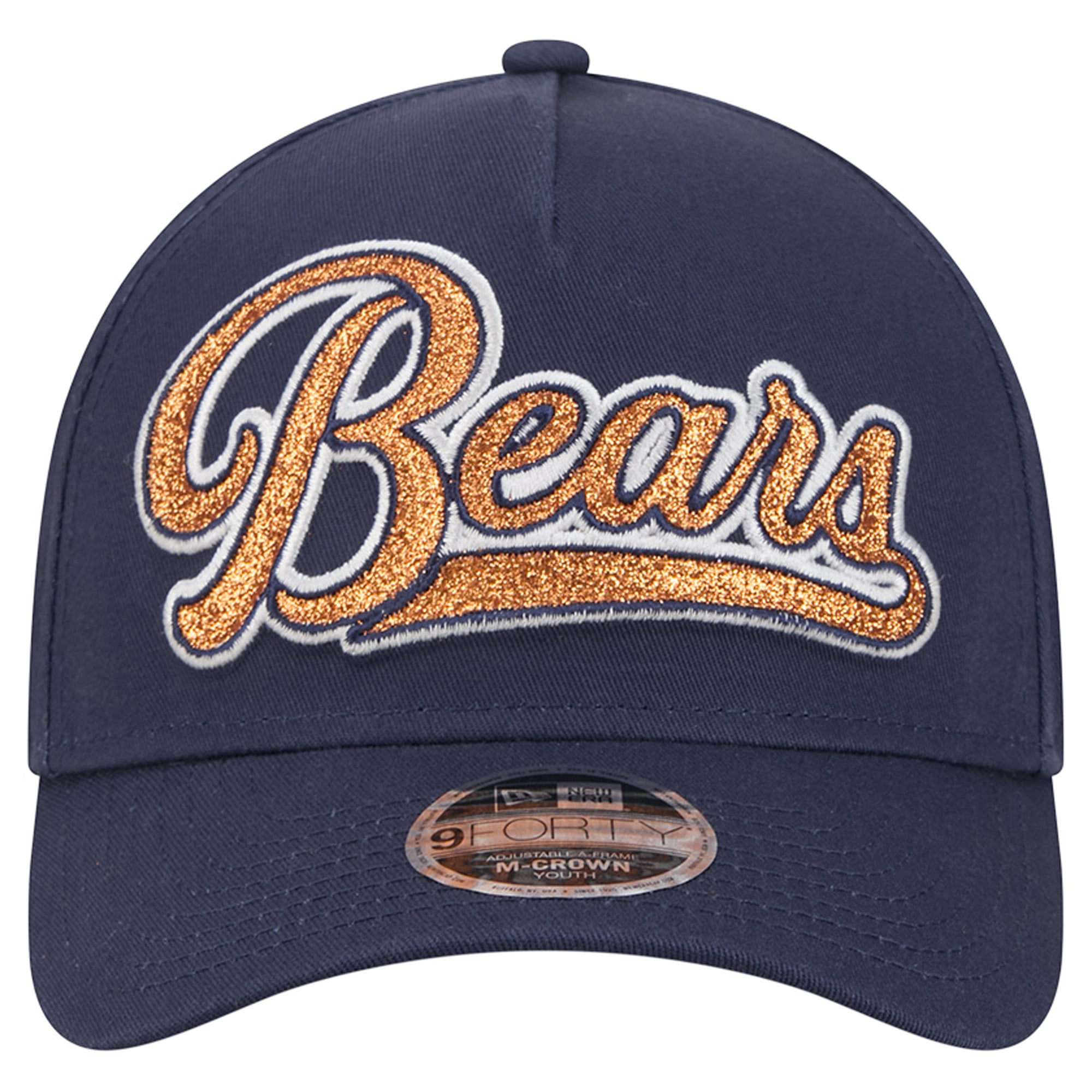 Girls Youth New Era Navy Chicago Bears Glitz 9FORTY A-Frame Adjustable Hat