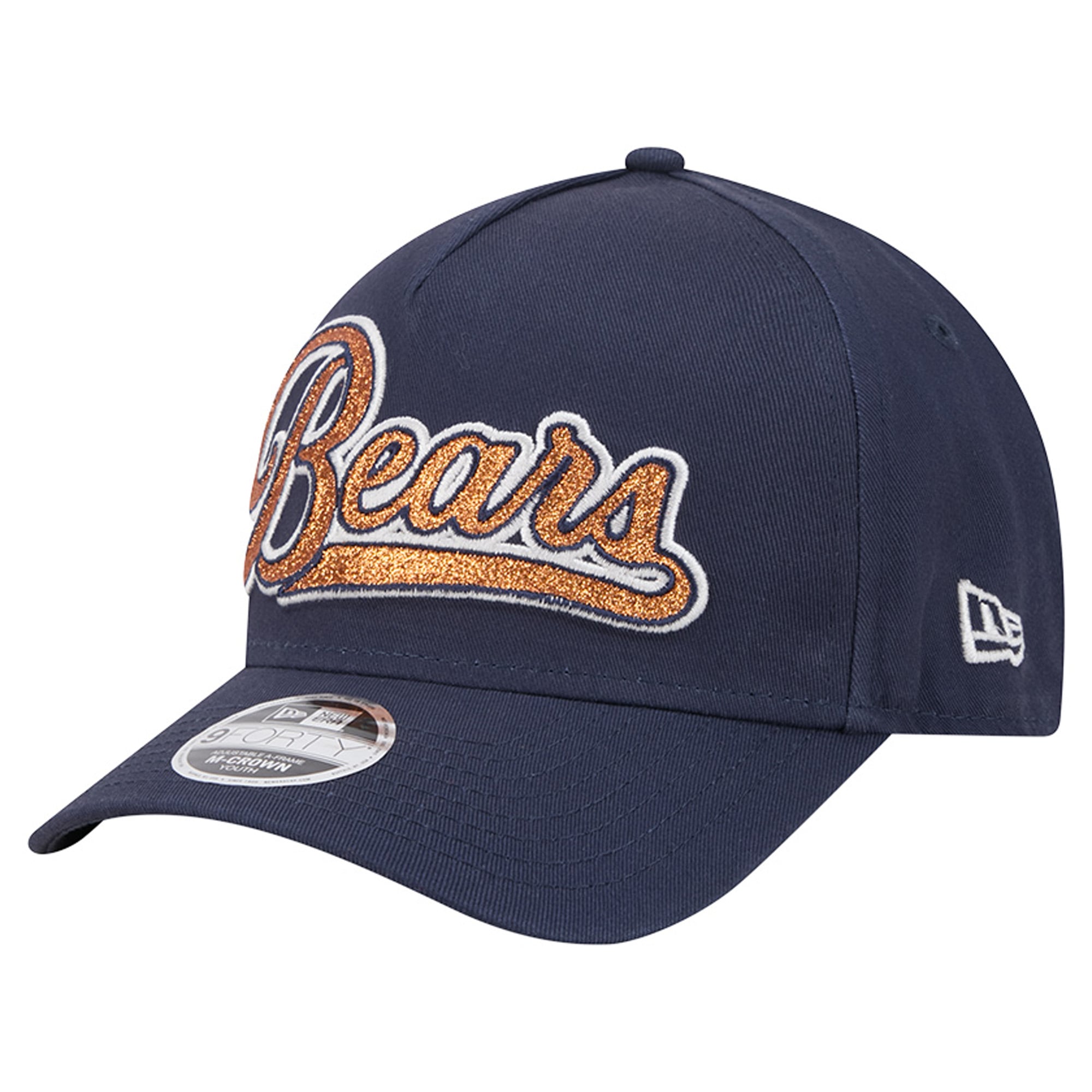 Girls Youth New Era Navy Chicago Bears Glitz 9FORTY A-Frame Adjustable Hat