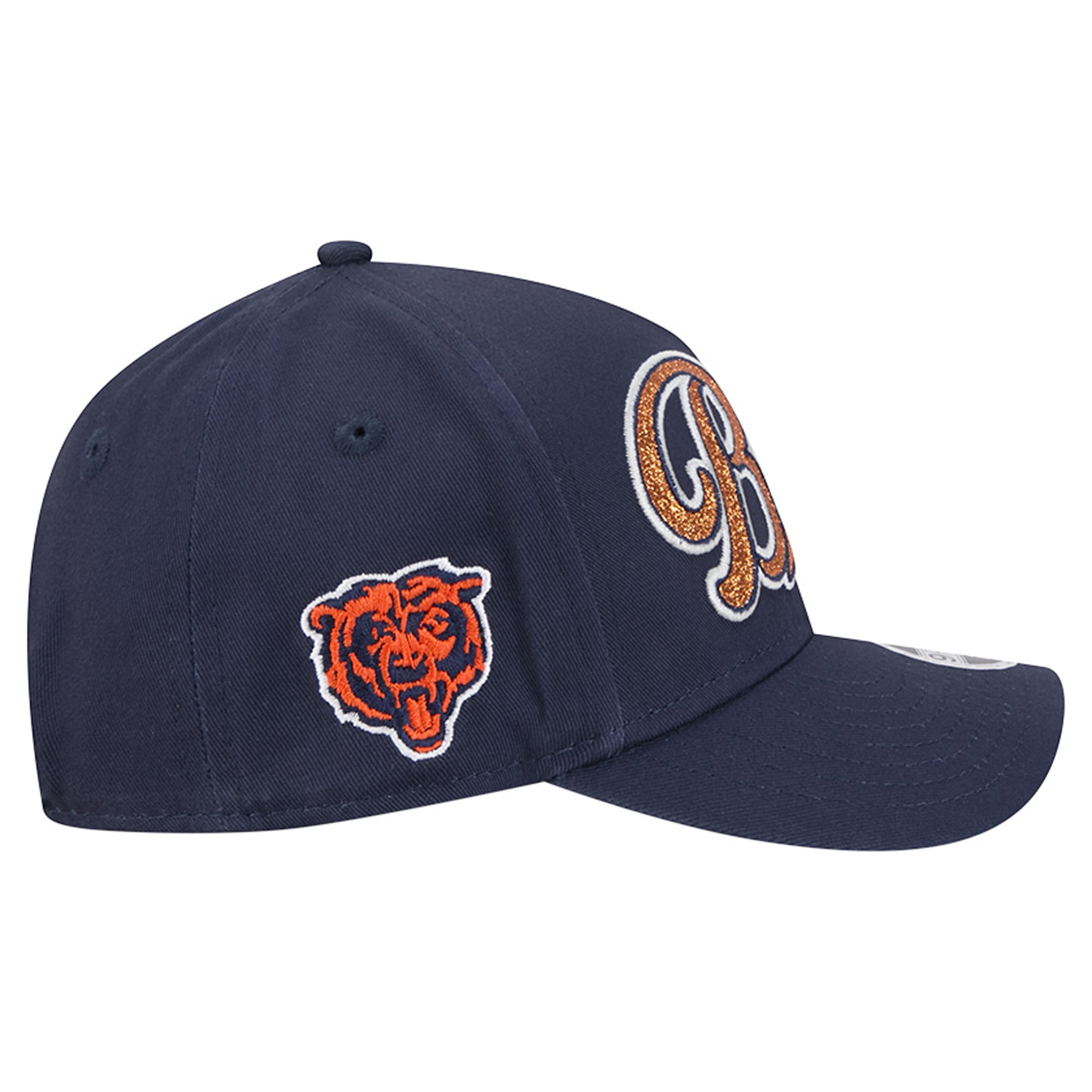 Girls Youth New Era Navy Chicago Bears Glitz 9FORTY A-Frame Adjustable Hat
