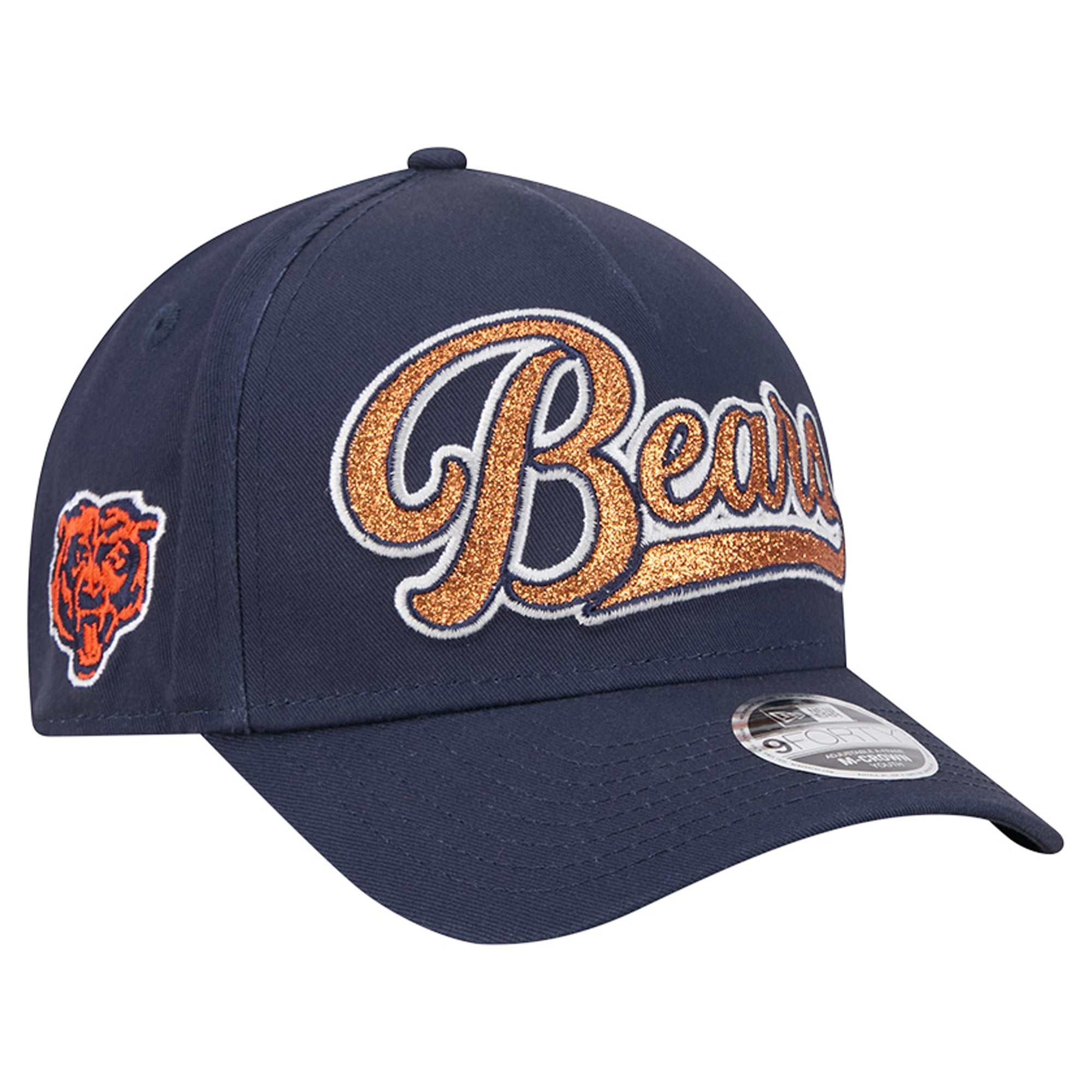 Girls Youth New Era Navy Chicago Bears Glitz 9FORTY A-Frame Adjustable Hat