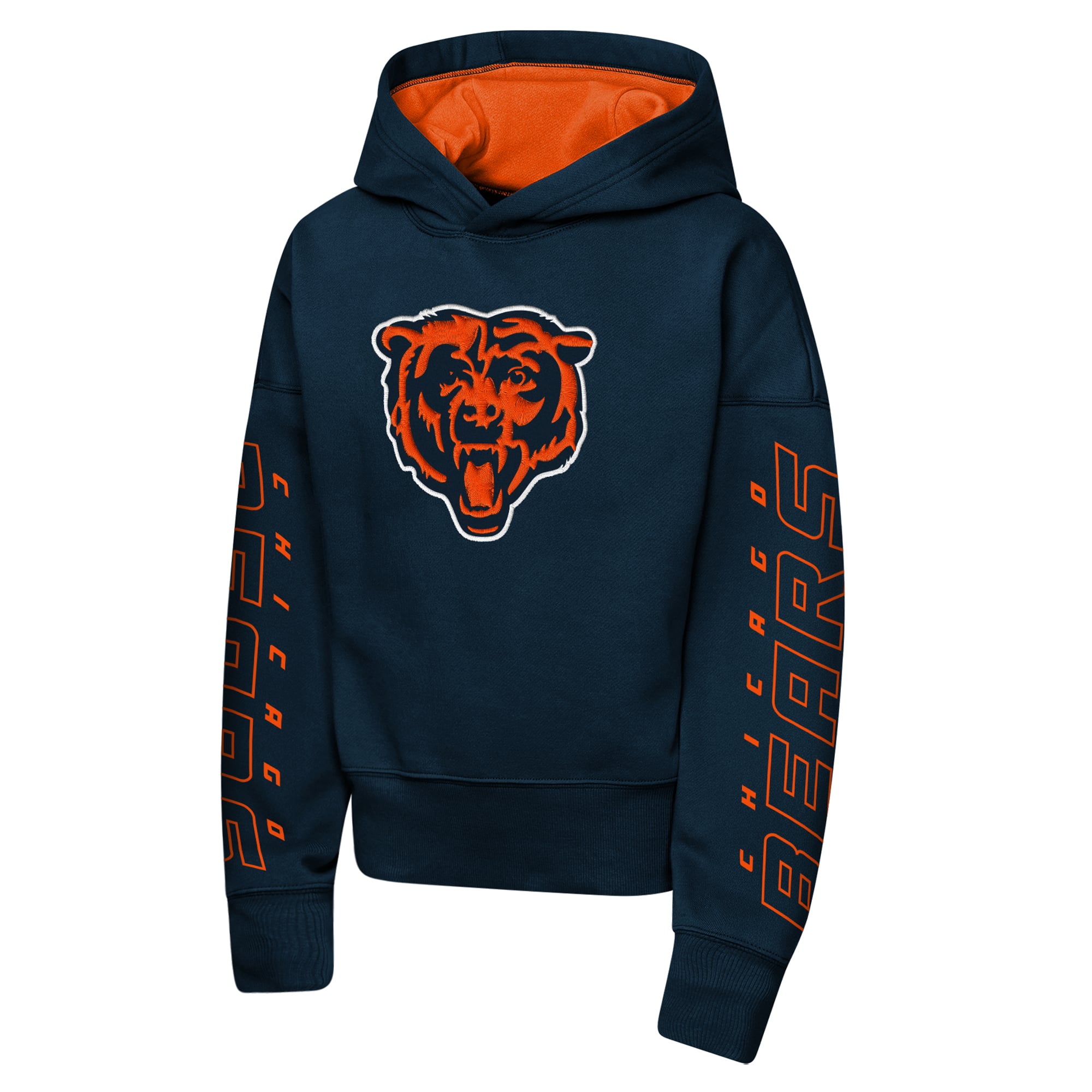 Girls Youth Outerstuff Navy Chicago Bears Miss Tailgate Color Block Hoodie