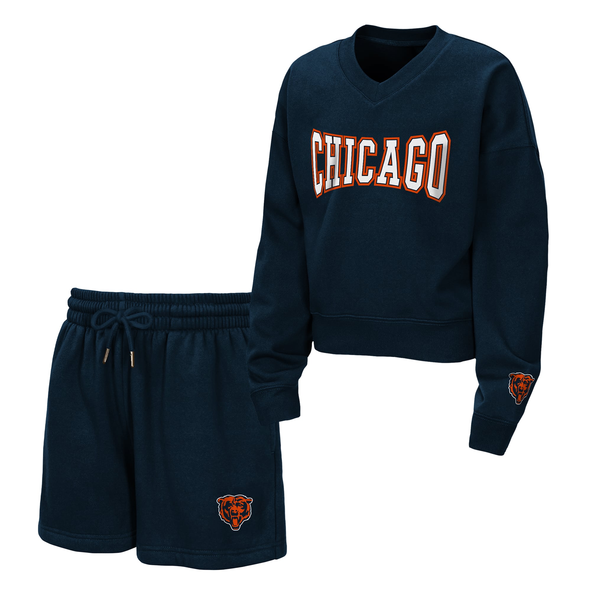 Ensemble sweat-shirt et short en polaire bleu marine Chicago Bears Red Zone pour jeunes filles WEAR by Erin Andrews