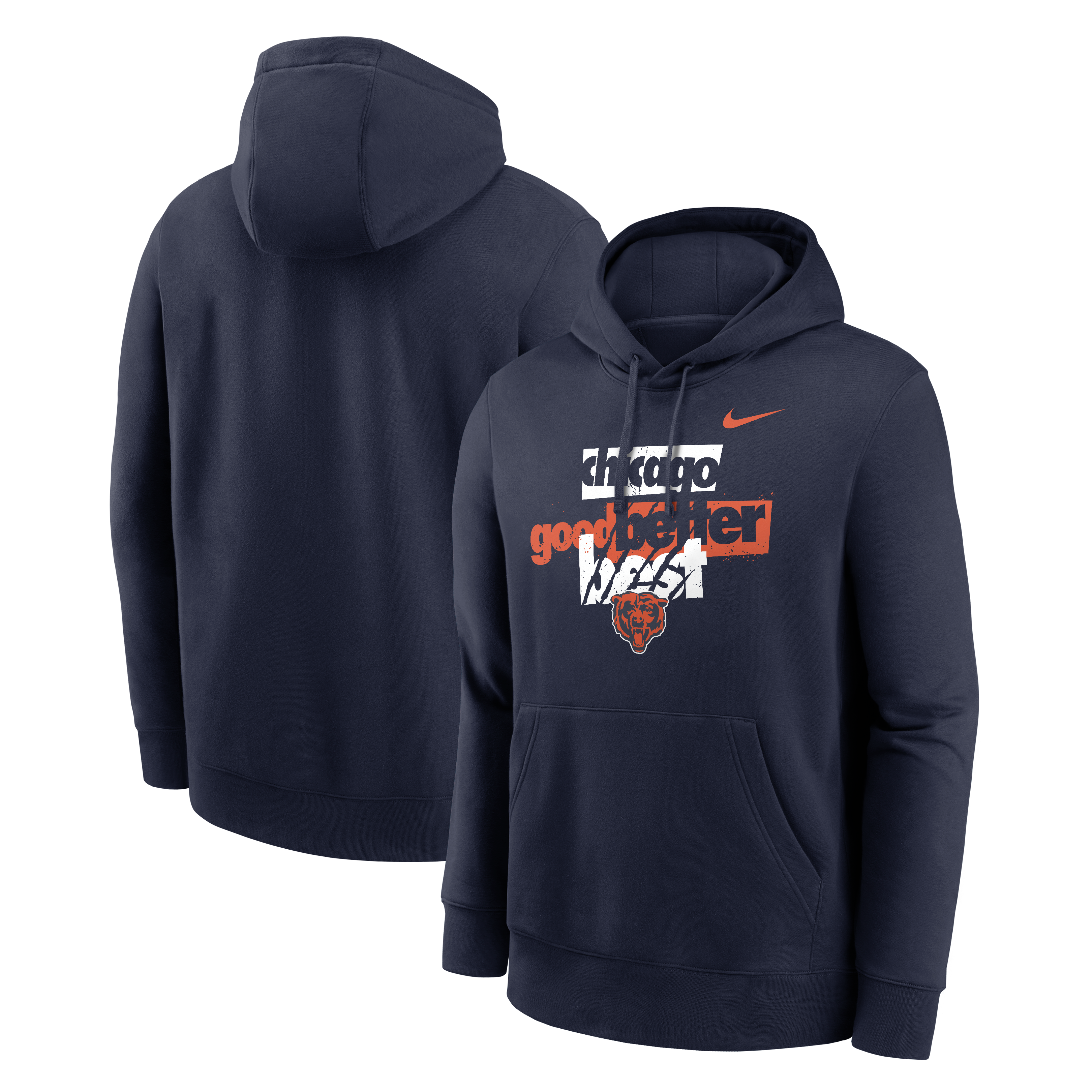 Sweat à capuche Nike Chicago Bears Club bleu marine pour homme (Good, Better, Best)
