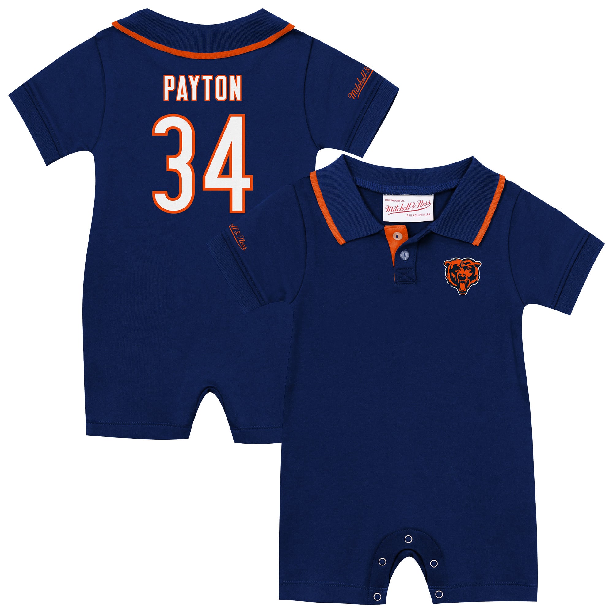 Combinaison de rugby rétro Mitchell & Ness Walter Payton bleu marine Chicago Bears pour bébé
