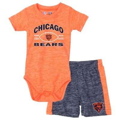 Chicago Bears Wes & Willy Infant Cloudy Yard Hopper Bodysuit & Shorts Set - Orange/Navy