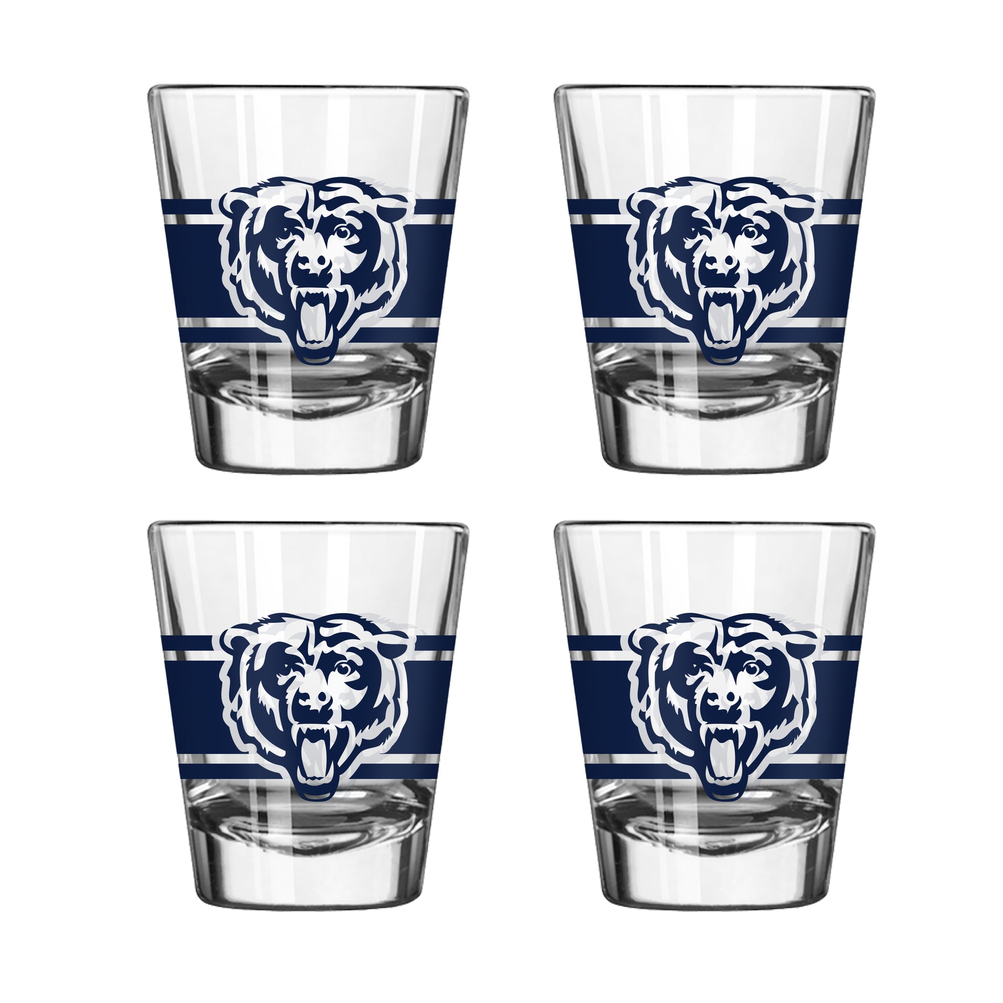 Logo Brands Chicago Bears Four-Piece Stripe Shot Glass Set