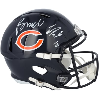 Luther Burden III & Rome Odunze Chicago Bears Autographed Fanatics Authentic Riddell Speed Replica Helmet