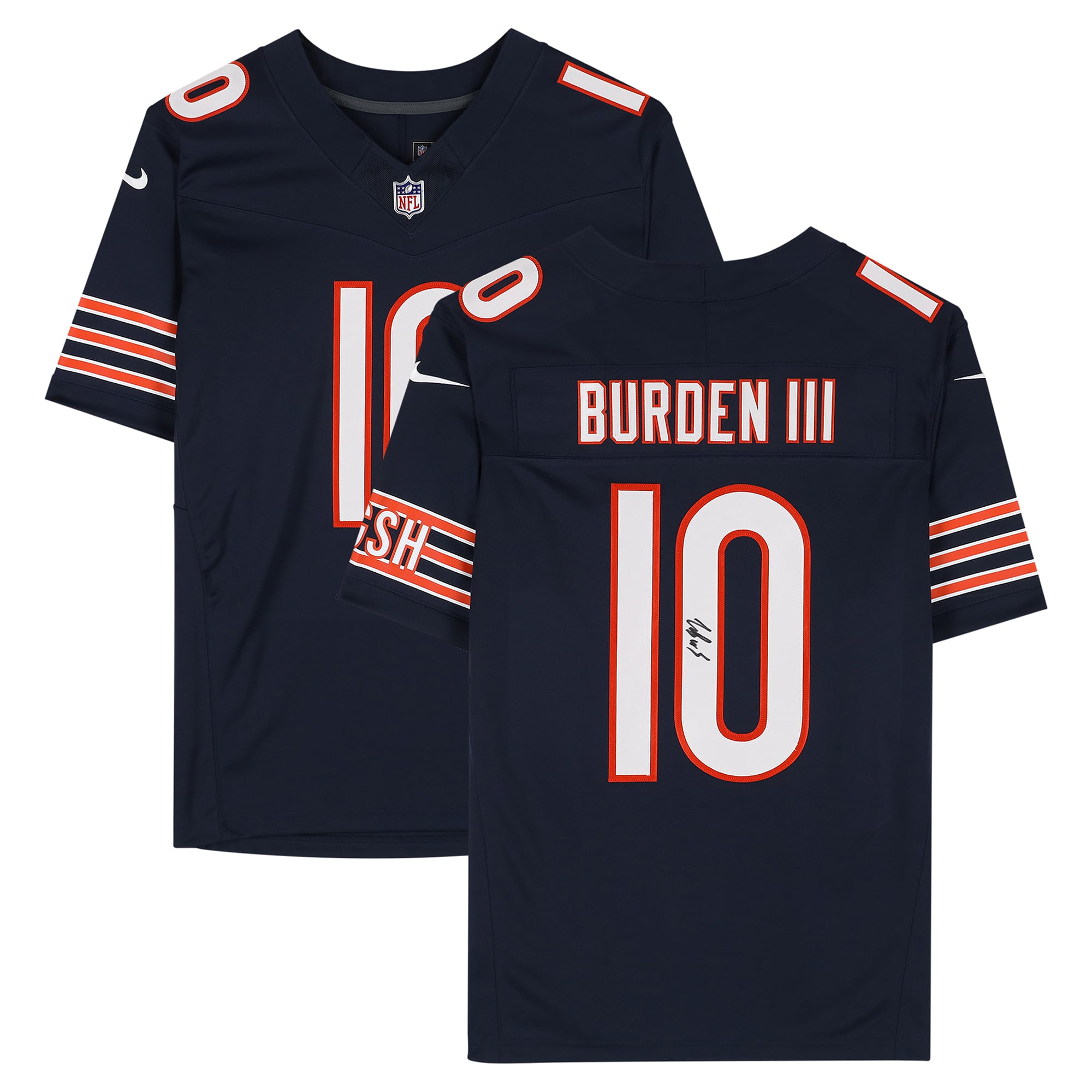 Maillot Nike Vapor Fuse bleu marine en édition limitée, autographié par Luther Burden III des Bears de Chicago