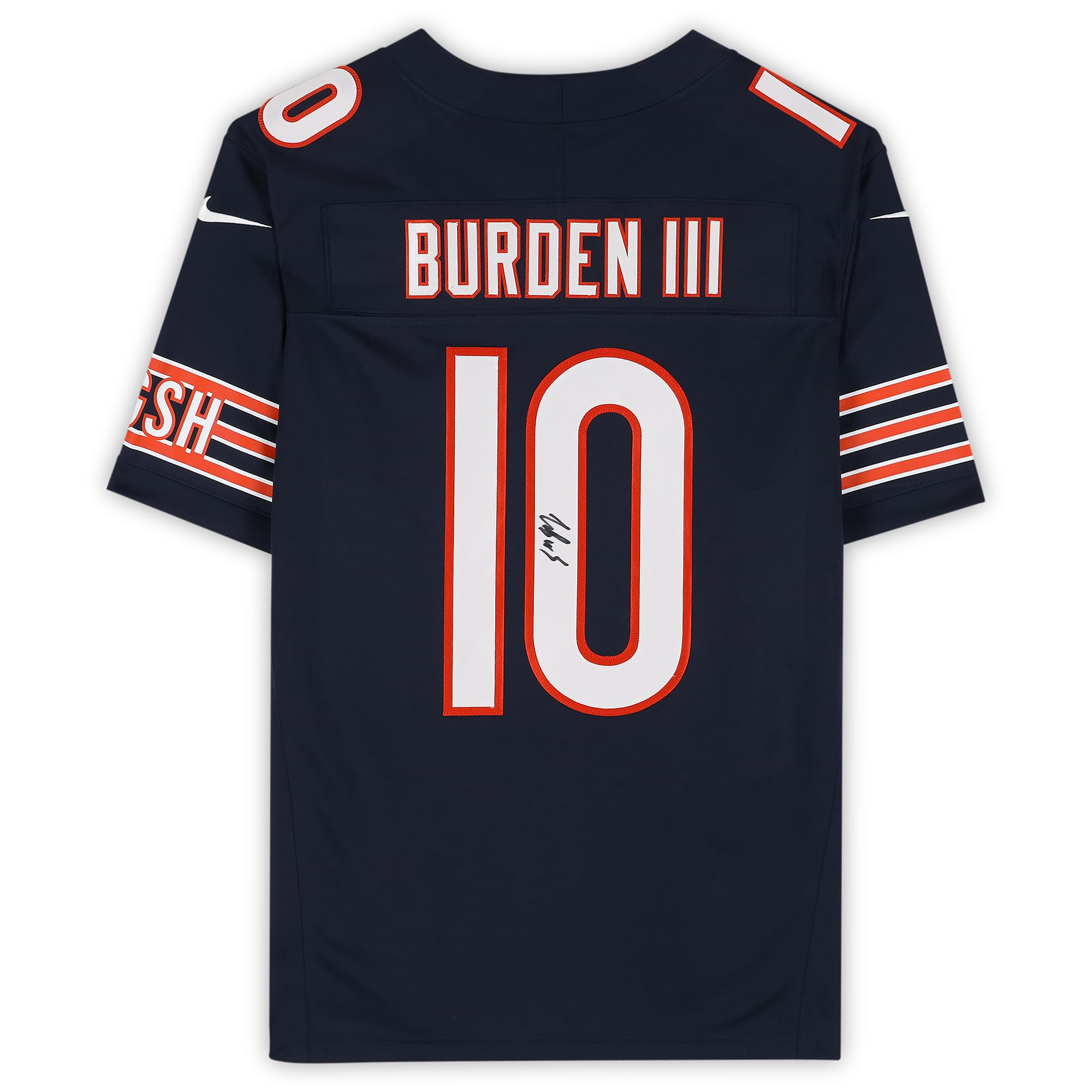 Maillot Nike Vapor Fuse bleu marine en édition limitée, autographié par Luther Burden III des Bears de Chicago