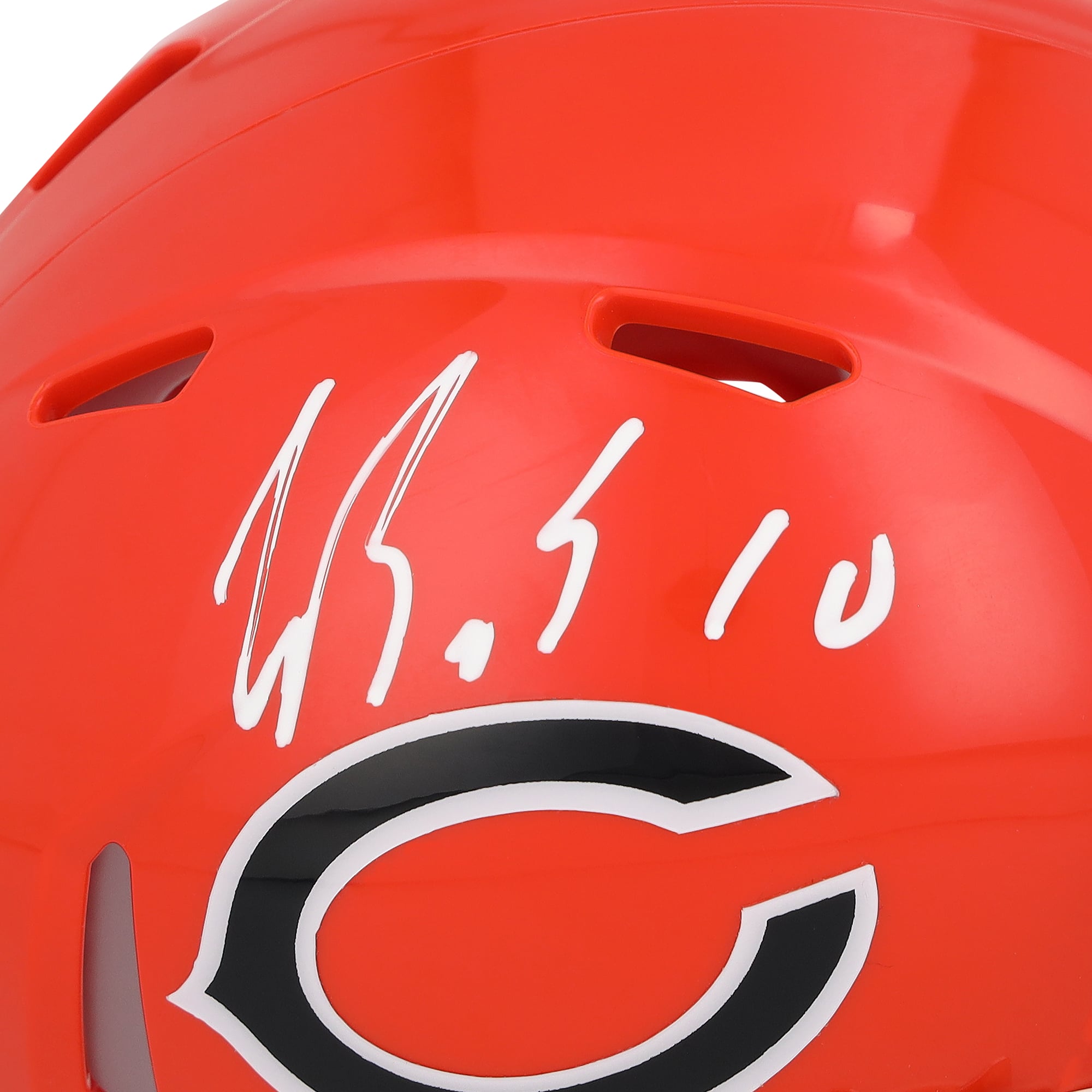Mini-casque Riddell orange Alternate Speed ​​autographié par Luther Burden III des Bears de Chicago, avec signature blanche