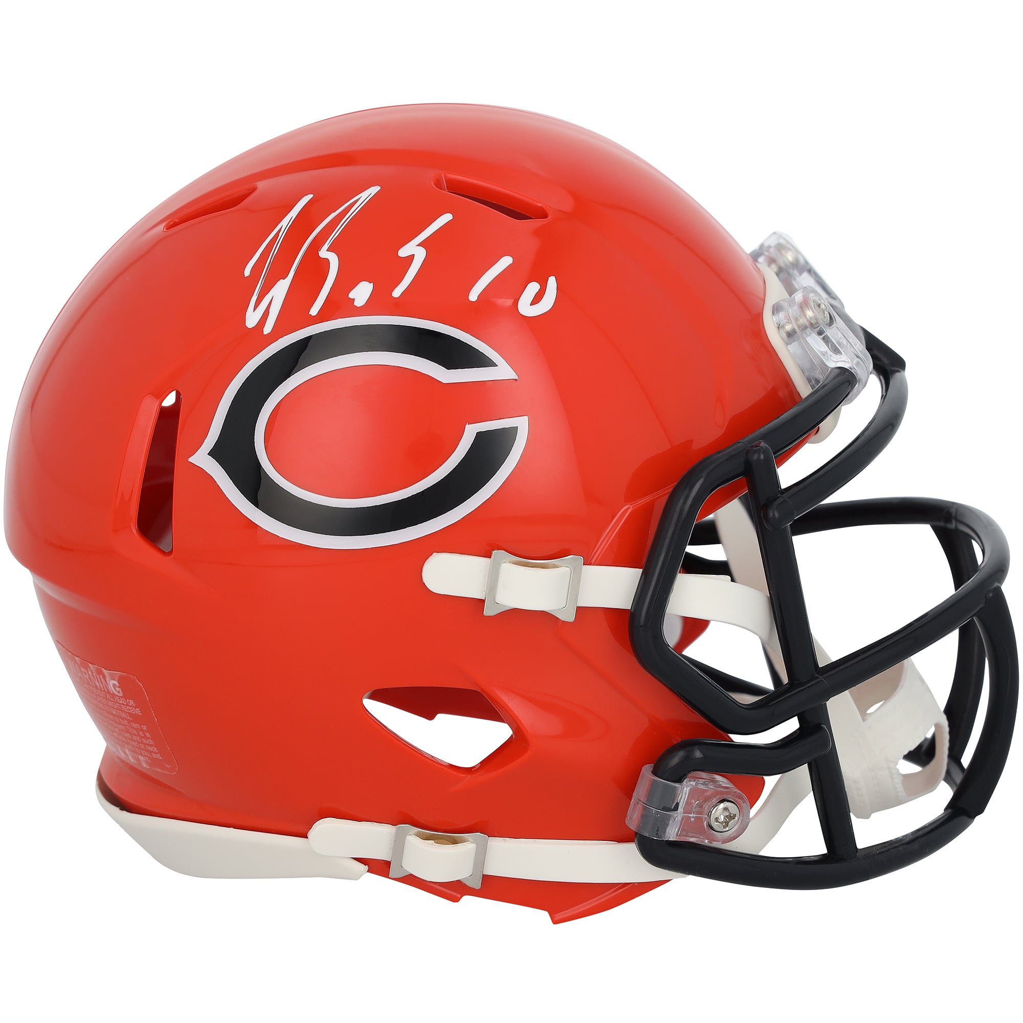 Mini-casque Riddell orange Alternate Speed ​​autographié par Luther Burden III des Bears de Chicago, avec signature blanche