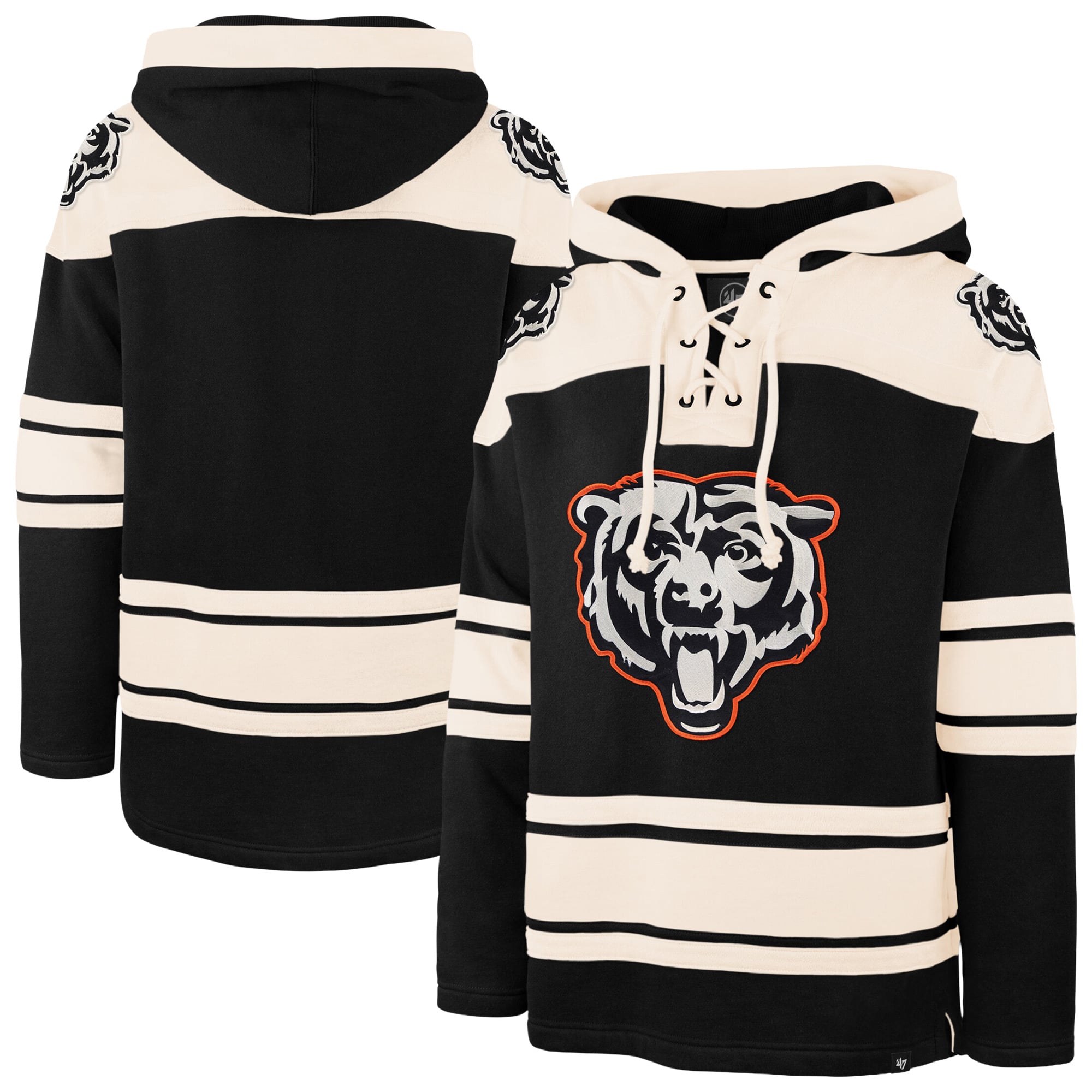 Sweat à capuche homme '47 Black Chicago Bears Superior Lacer