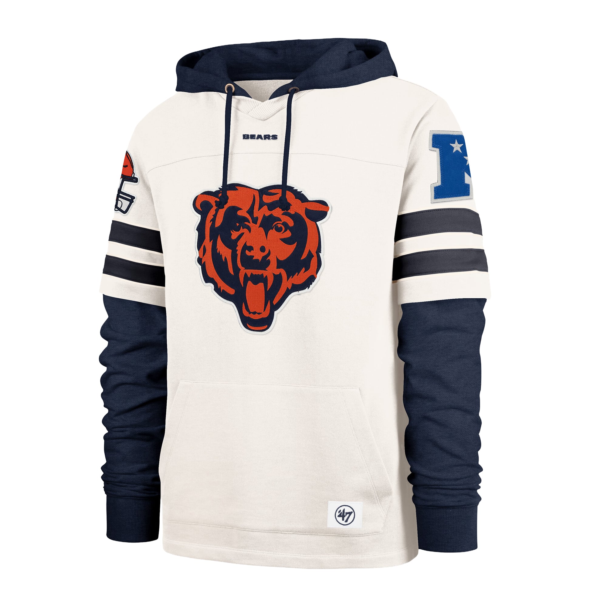 Sweat à capuche pour homme '47 Cream Chicago Bears Split Zone Cornerback Duo Lacer