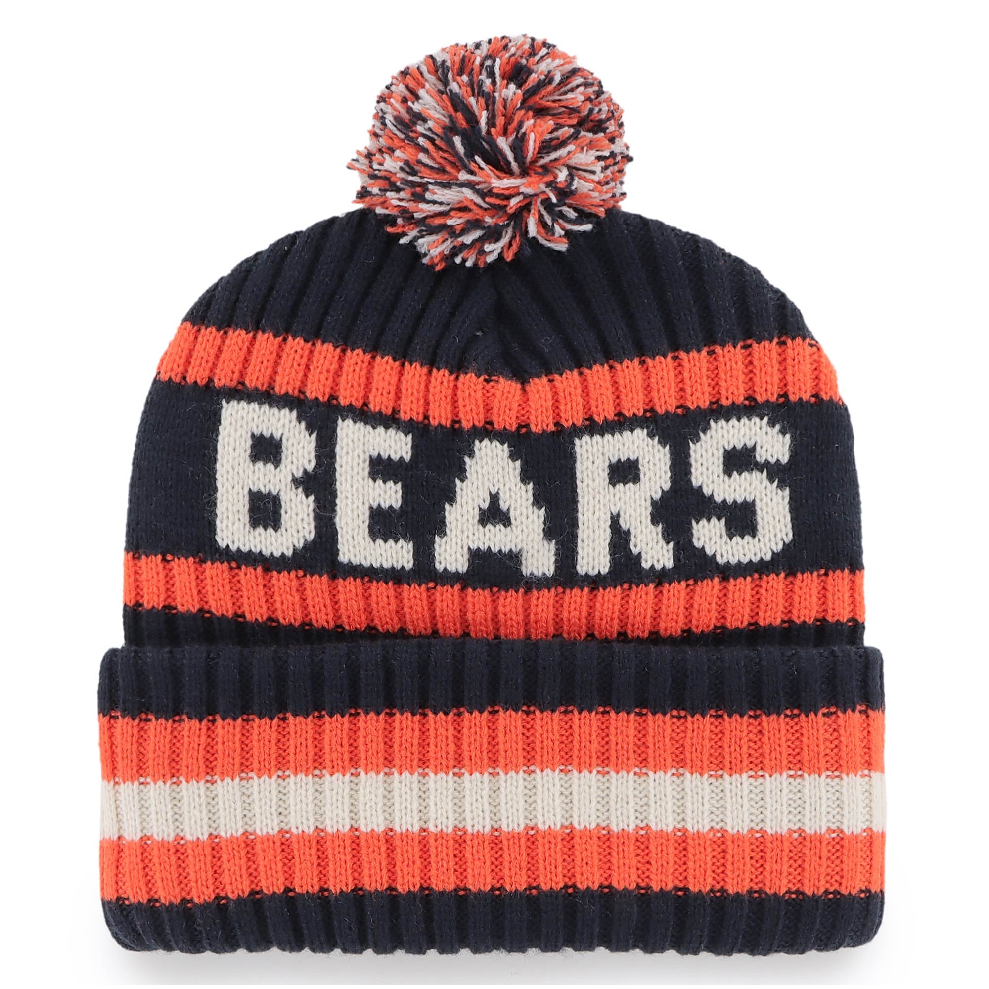 Bonnet à revers pour homme, modèle 47, Chicago Bears, bleu marine, avec pompon